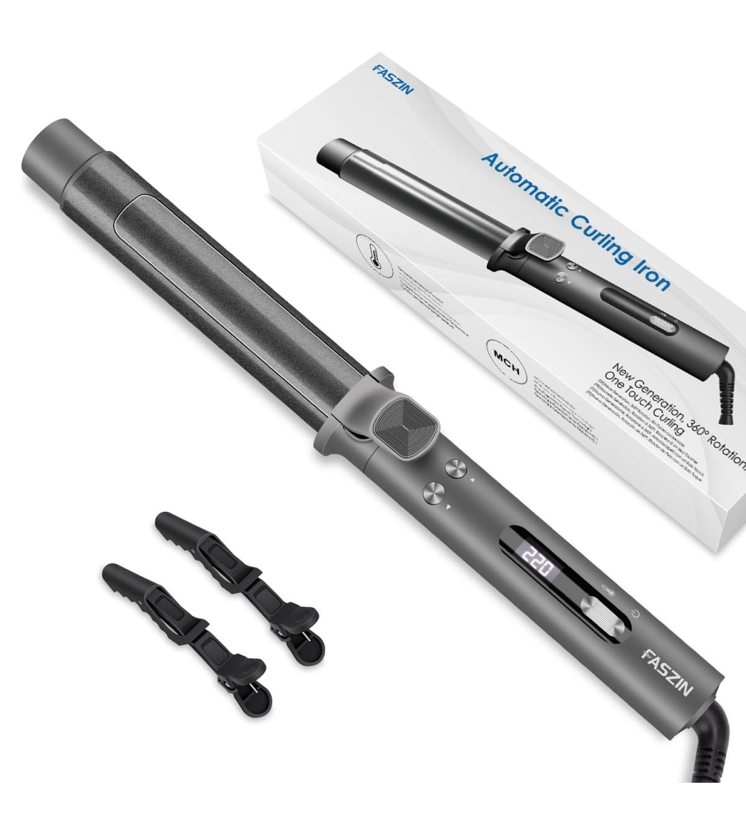 Faszin Hair Curler Newbie 1-Touch Automatic Curling Iron Wand | Professional 32mm Iron with LCD Display & 5 Heat Settings | 360 Rotating for Charming Curls in 12s - Buy Online on GoSupps.com