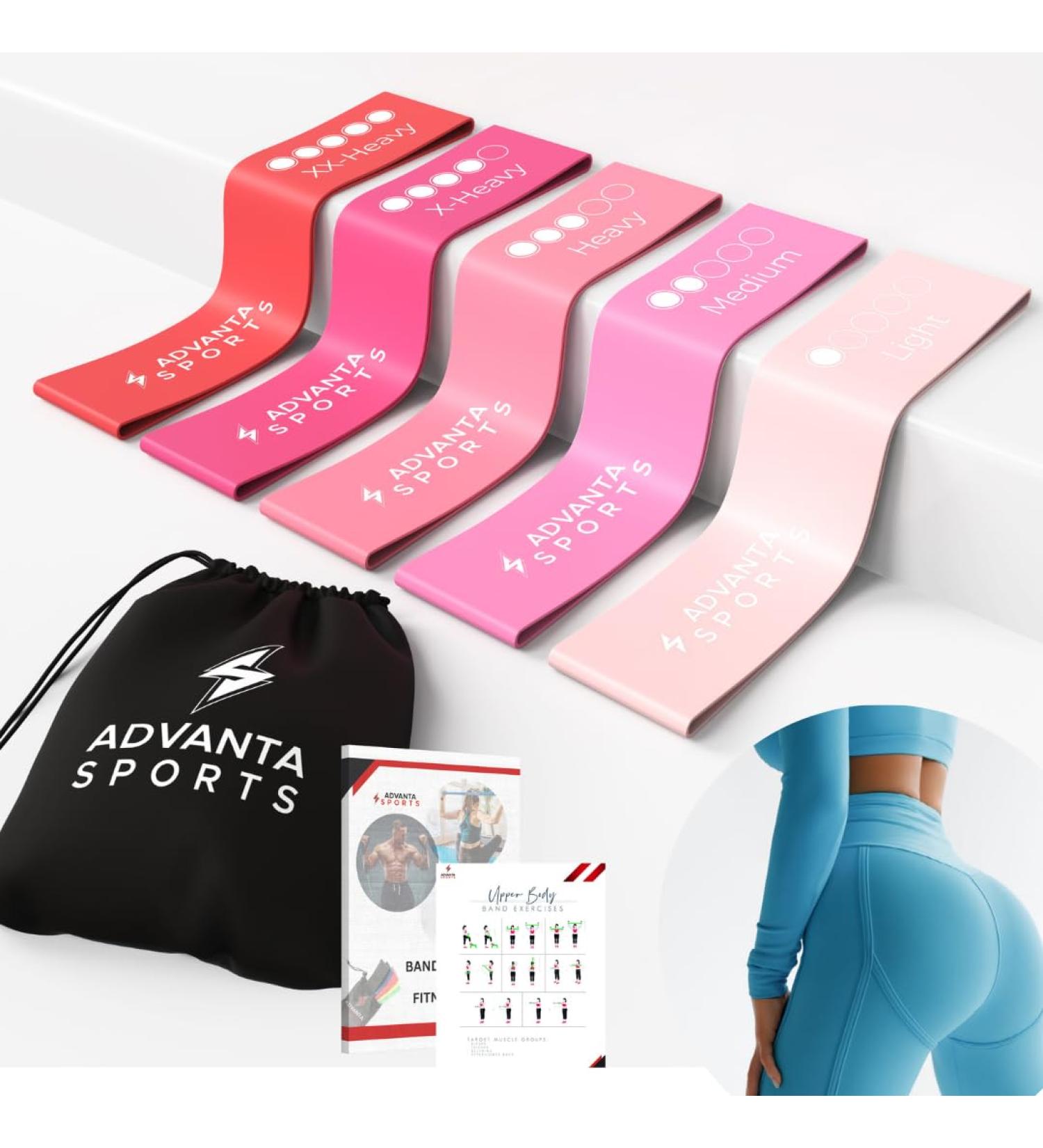 Resistance Loop Exercise Bands Set - 5 Color Workout Kit for Home Fitness | Stretching & Strength Training - Includes Carry Bag & PDF eGuide - Buy Online on GoSupps.com