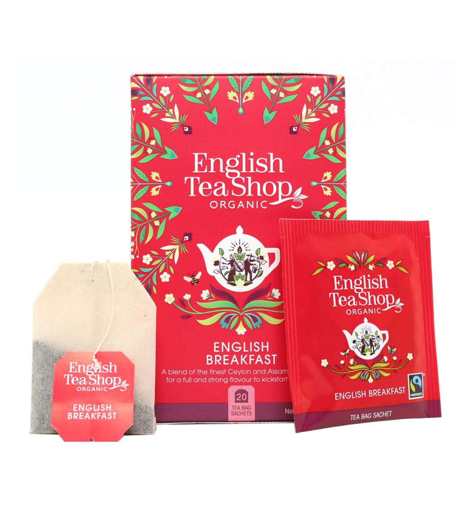 English Tea Shop 20 English Breakfast Tea Sachets Fairtrade & Organic Tea 3 Boxes x 20 Bags - Buy Online on GoSupps.com