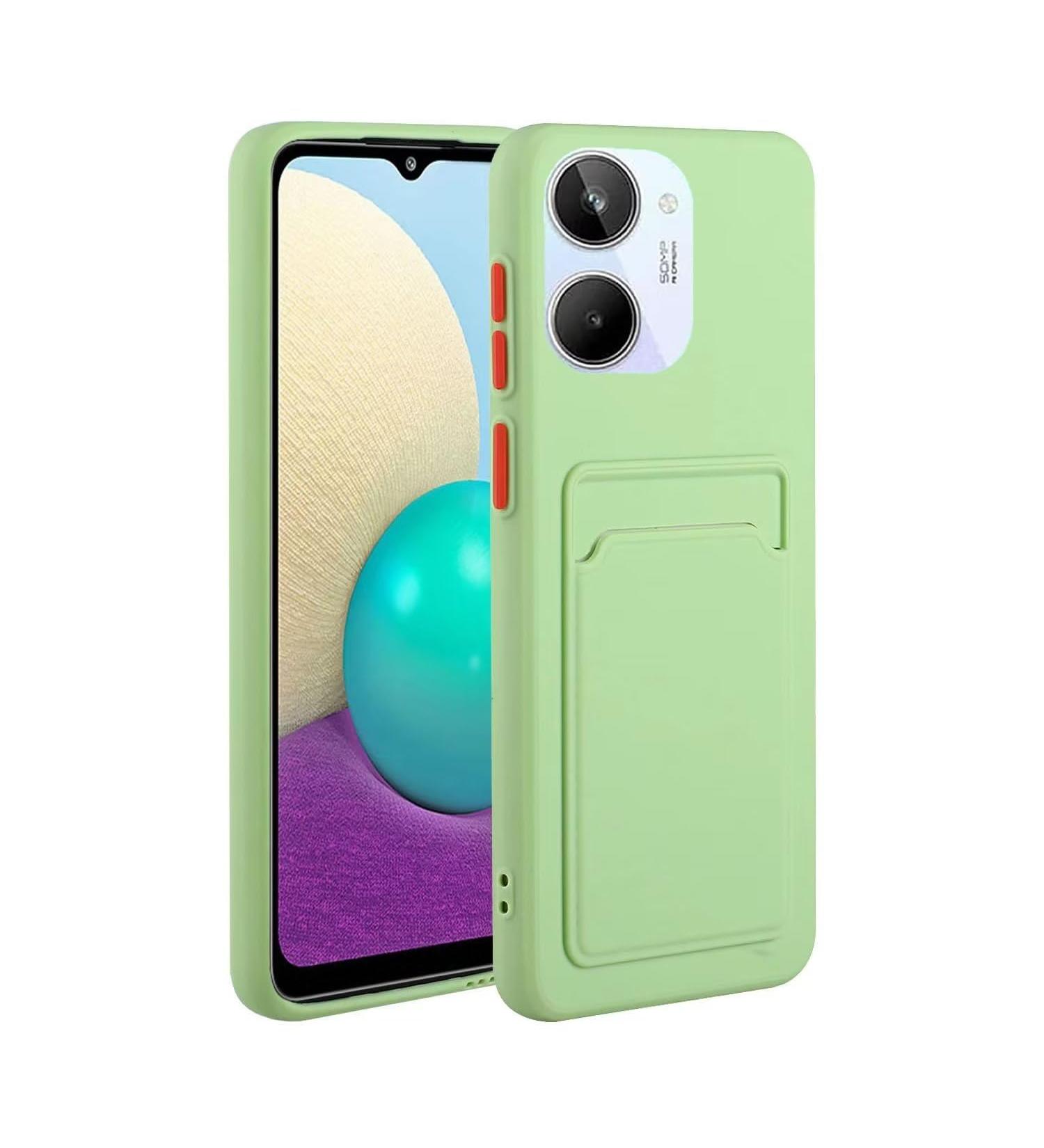 Tivenfezk Nadoli Silicone Case for Oppo Realme 10 4G | Ultra Thin Shockproof TPU Wallet Cover with Credit Card Holder - Green - Buy Online on GoSupps.com