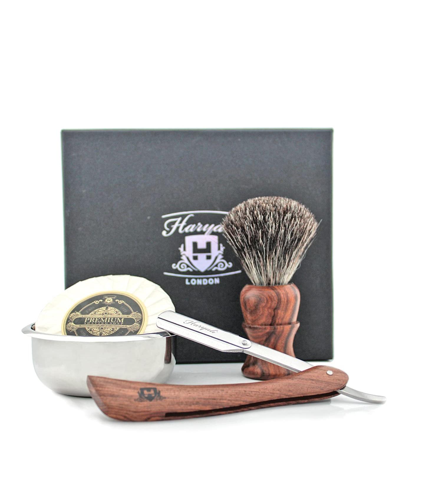 Premium Men's Shaving Set - Wooden Handle Brush Stainless Steel Razor & Rich Foam Shaving Soap - International Shipping Available - Buy Online on GoSupps.com