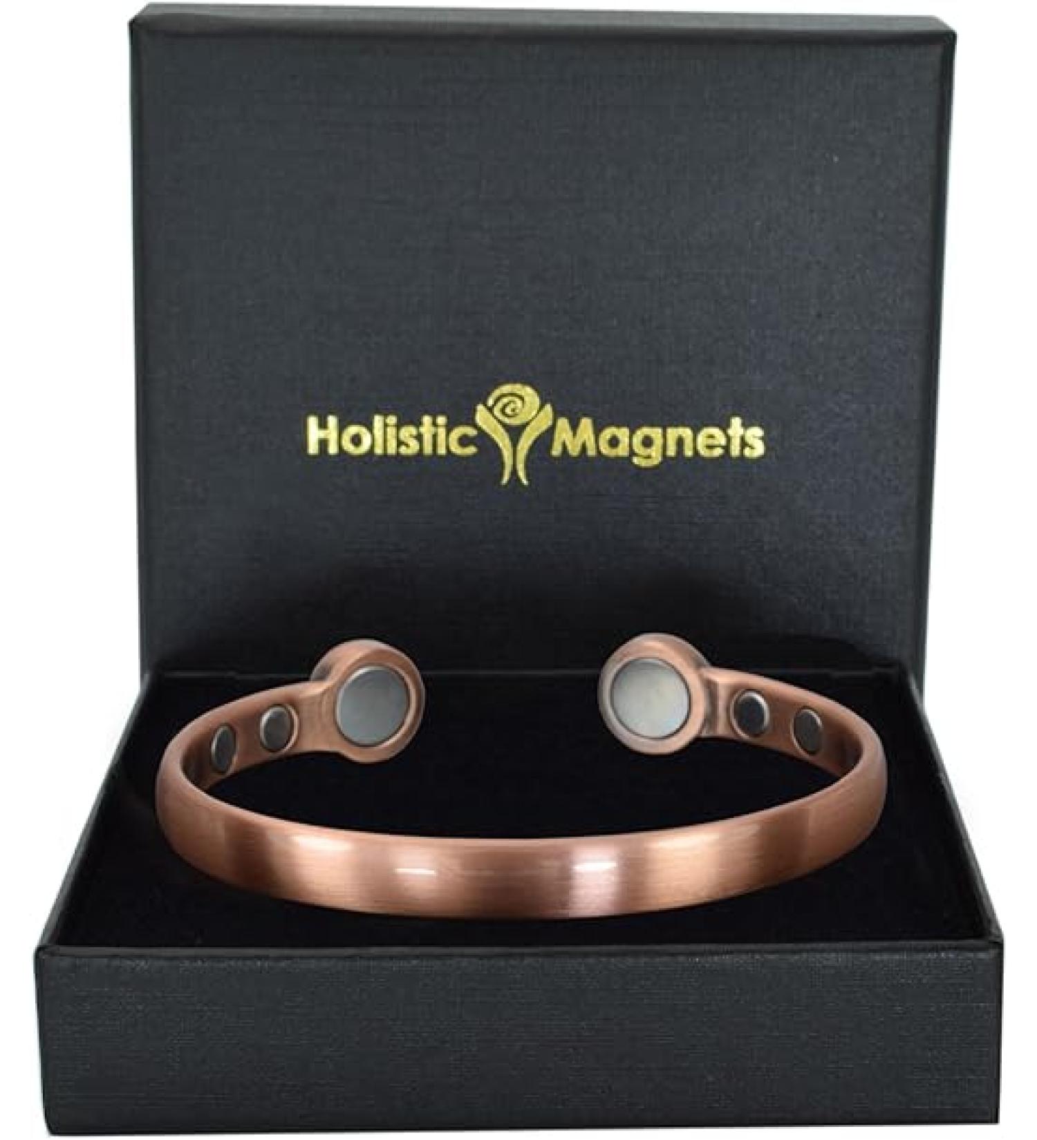 Holistic Magnets Solid Copper Magnetic Bracelet Men Women Copper Bangle High Power Neodymium Magnets Unisex Adjustable HPC - M: Wrist 16–19.5cm/6.3–7.7” - Buy Online on GoSupps.com