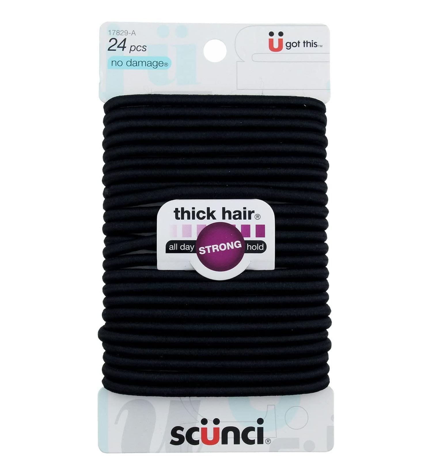 Scunci Black Elastics for Thick Hair 72 Count - No-Damage Hair Ties - Buy Online on GoSupps.com