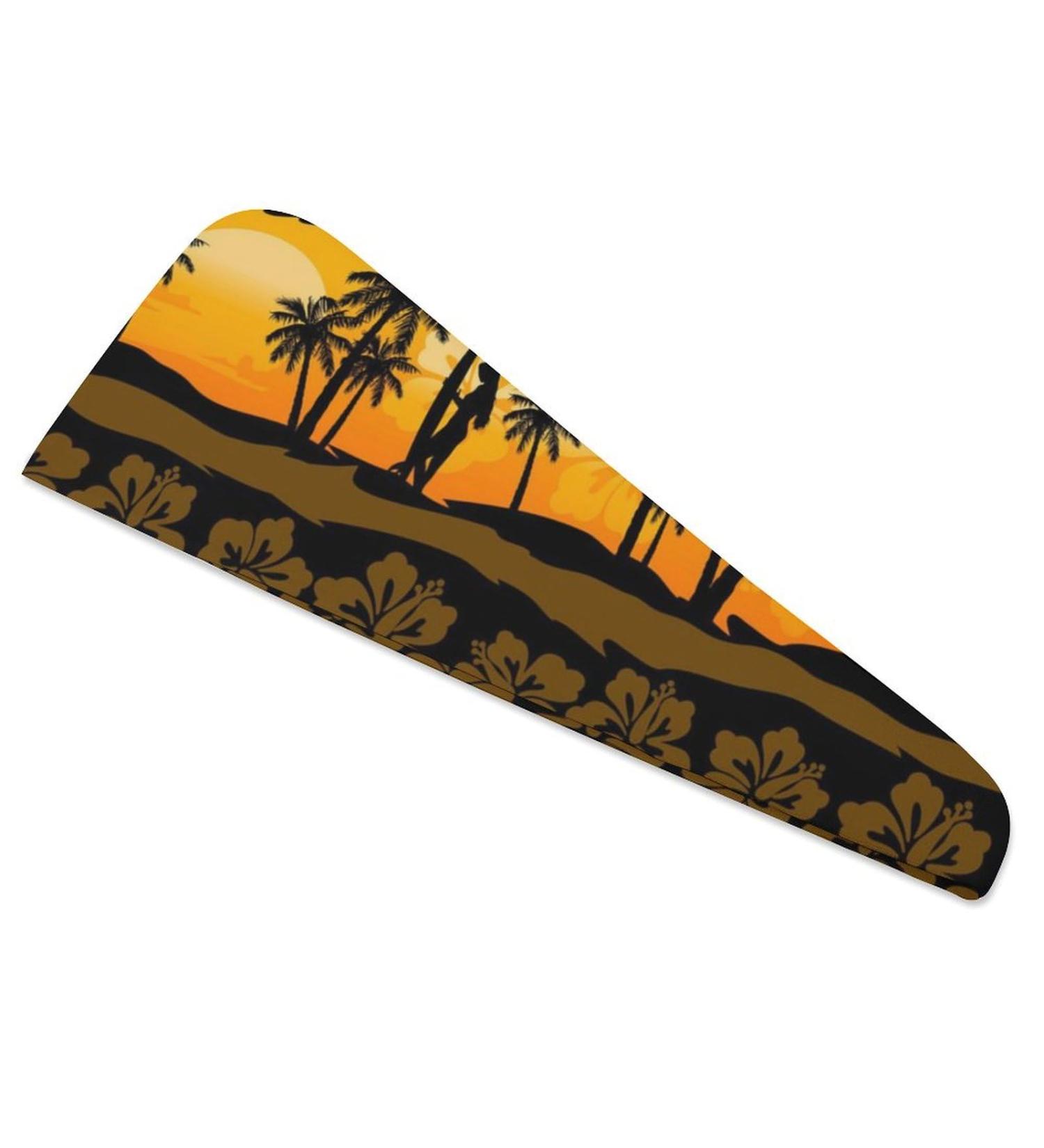 Tropical Frangipani Palms Hair Towel Wrap for Women - 10x26 Inch Super Absorbent Microfiber Turban - Buy Online on GoSupps.com