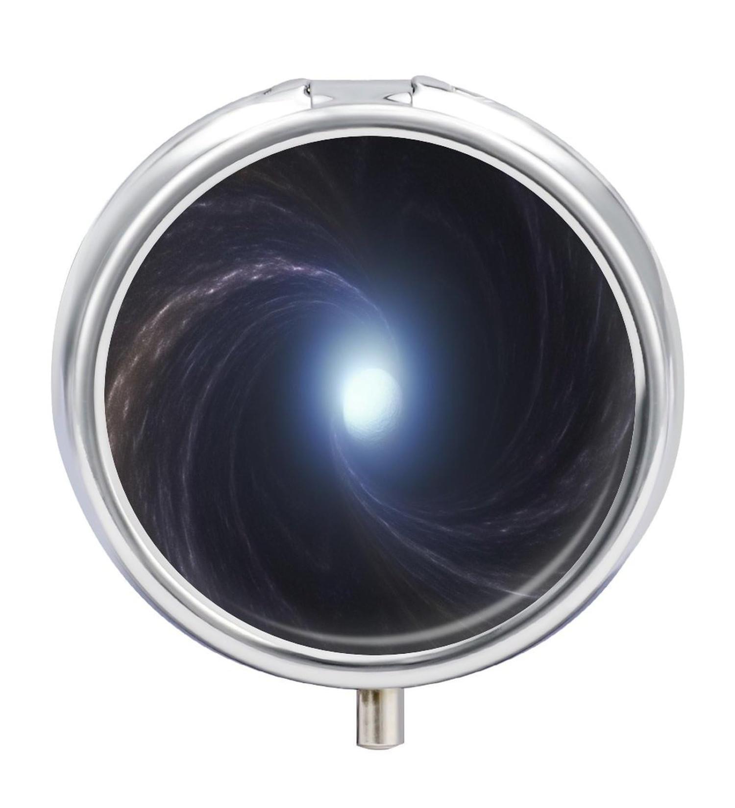 Travel Pill Box Organizer - 3 Compartment Portable Medicine Case with SpaceVortex Printing | Small Round Pill Case for Purse & Pocket - Ideal for International Shipping - Buy Online on GoSupps.com