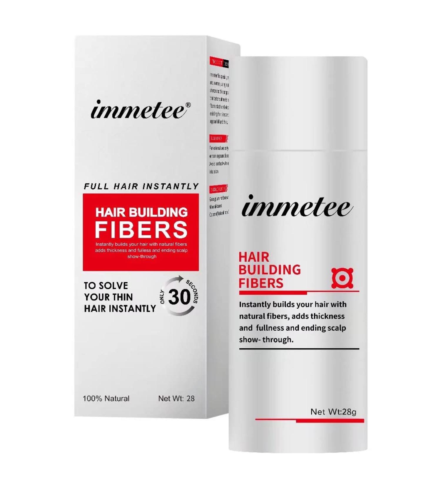 IMMETEE Hair Building Fibers - Instant Regrowth for Thinning Hair & Bald Spots - 28g Black - Conceals Hair Loss in 15 Seconds - For Men & Women - Buy Online on GoSupps.com