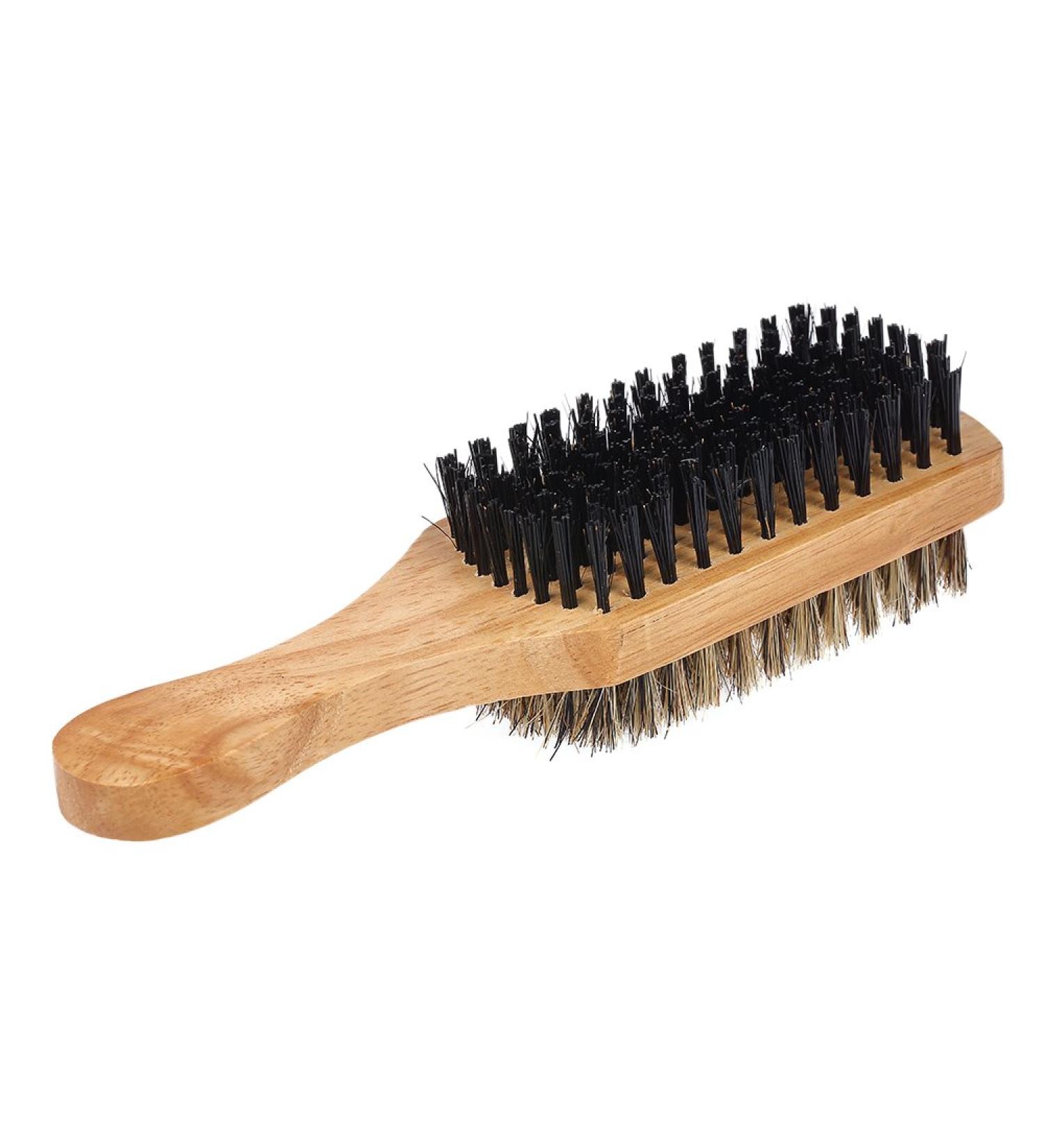 Double-Sided Men's Beard Brush with Solid Wood Handle - Facial Hair and Mustache Grooming Comb - Buy Online on GoSupps.com
