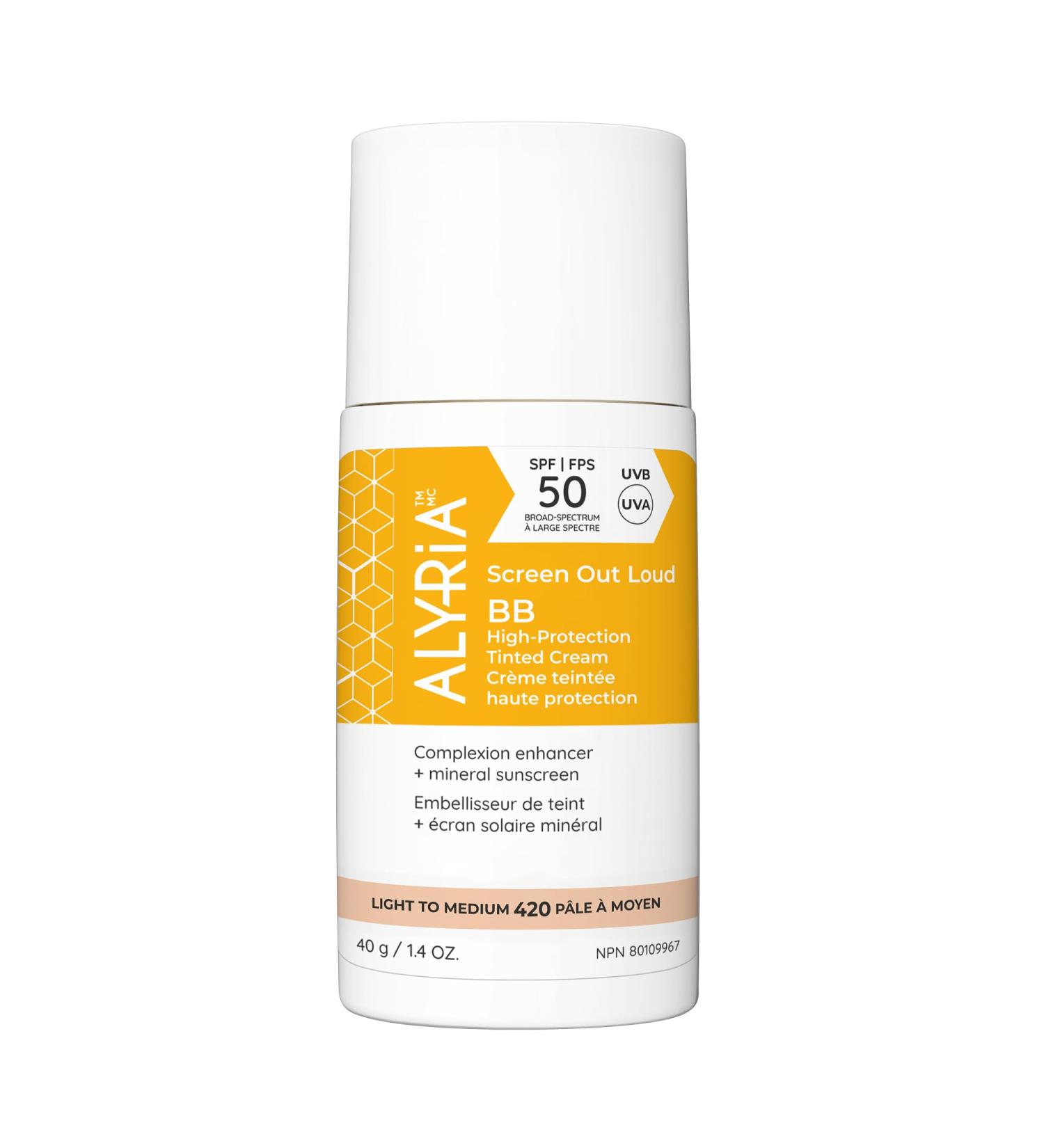 Alyria High Protection BB Tinted Cream SPF 50 Light to Medium - Broad Spectrum Mineral Sunscreen with Ectoin & Vitamin E - Vegan Talc-Free Paraben-Free - (Shade 420) - Buy Online on GoSupps.com