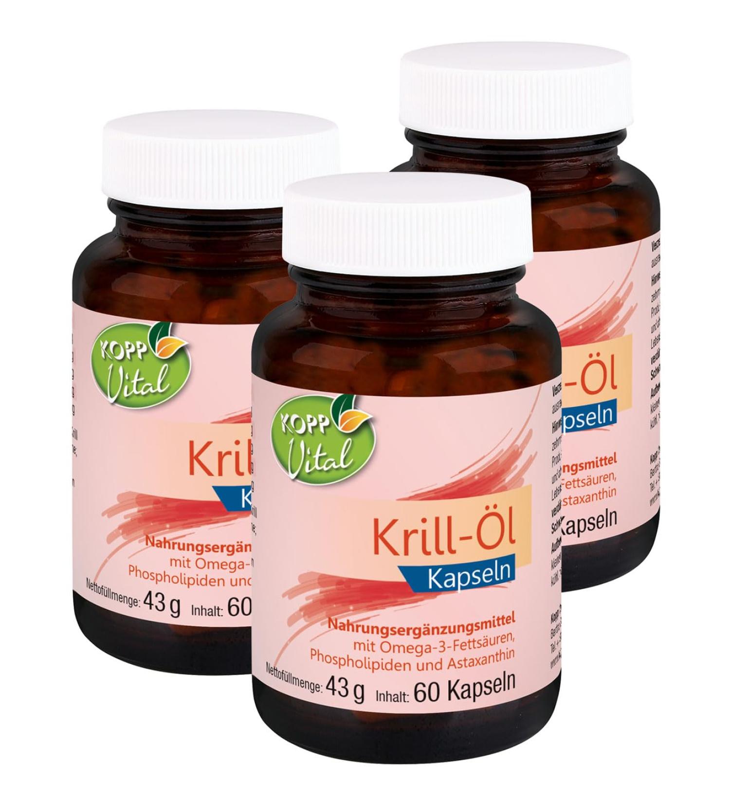 KOPP Vital Krill Oil Capsules - Omega-3 Fatty Acids | 3 x 60 Pharmacy Quality | Shop Internationally - Buy Online on GoSupps.com