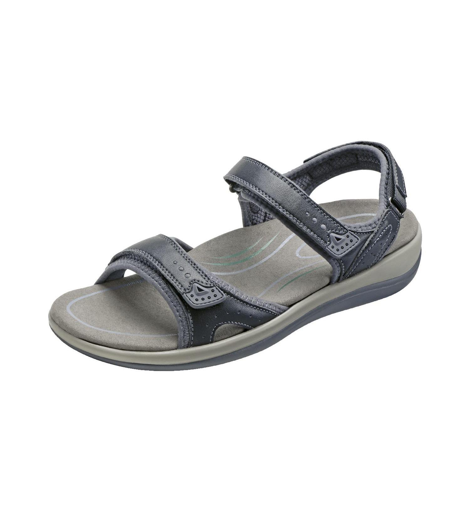 Orthofeet Women's Malibu Classic Sandals - Black, Size 6 | Anatomical Two-way Strap - Buy Online on GoSupps.com