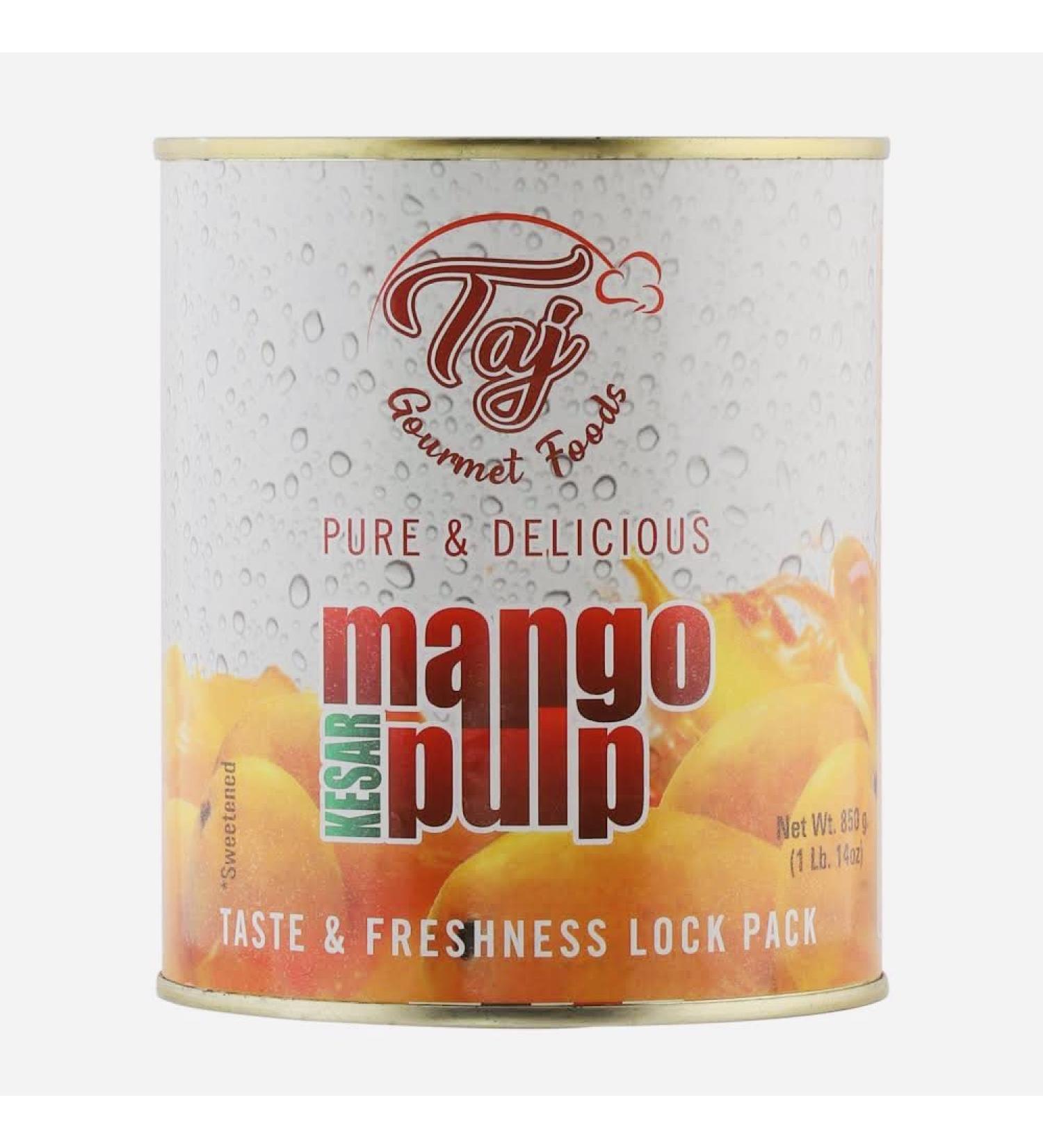 TAJ Kesar Mango Pulp 30oz - Sweetened Mango Puree for Delicious Recipes - Buy Online on GoSupps.com