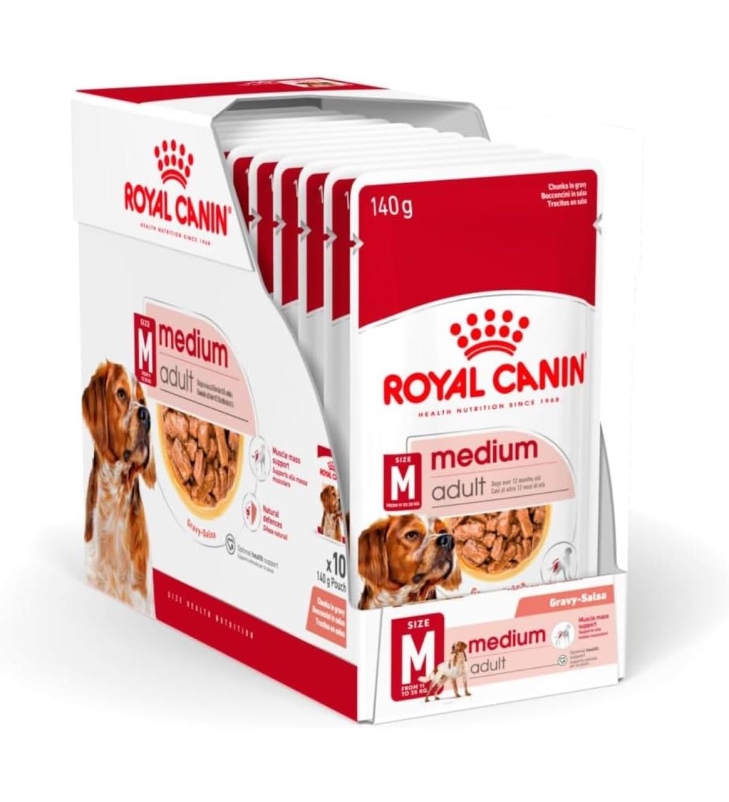 Royal Canin Medium Adult in Gravy Wet Food (10 x 140g Pouches) - Buy Online on GoSupps.com