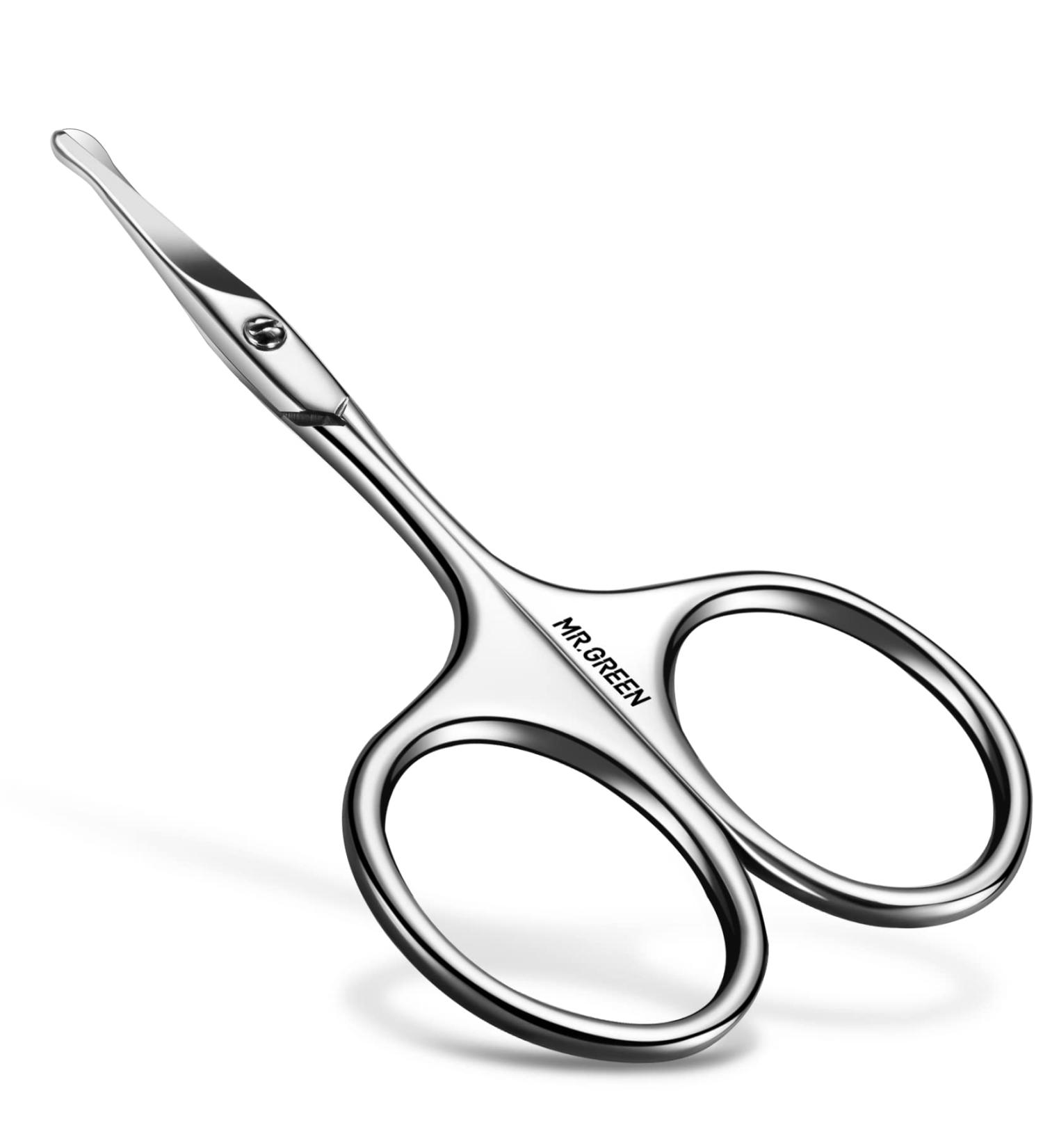 MR.GREEN Stainless Steel Facial Hair Scissors - Rounded Nose Hair Mustache Beard Eyebrows & Eyelashes Trimming Clippers (MR-2002) - International Shipping Available - Buy Online on GoSupps.com