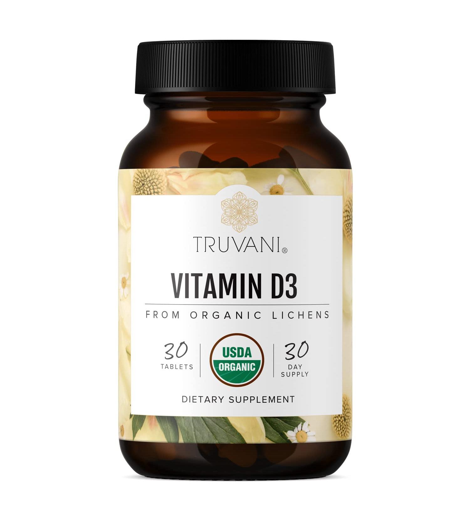 Truvani Organic Lichen Vitamin D3 - 30 Tablets - Buy Online on GoSupps.com