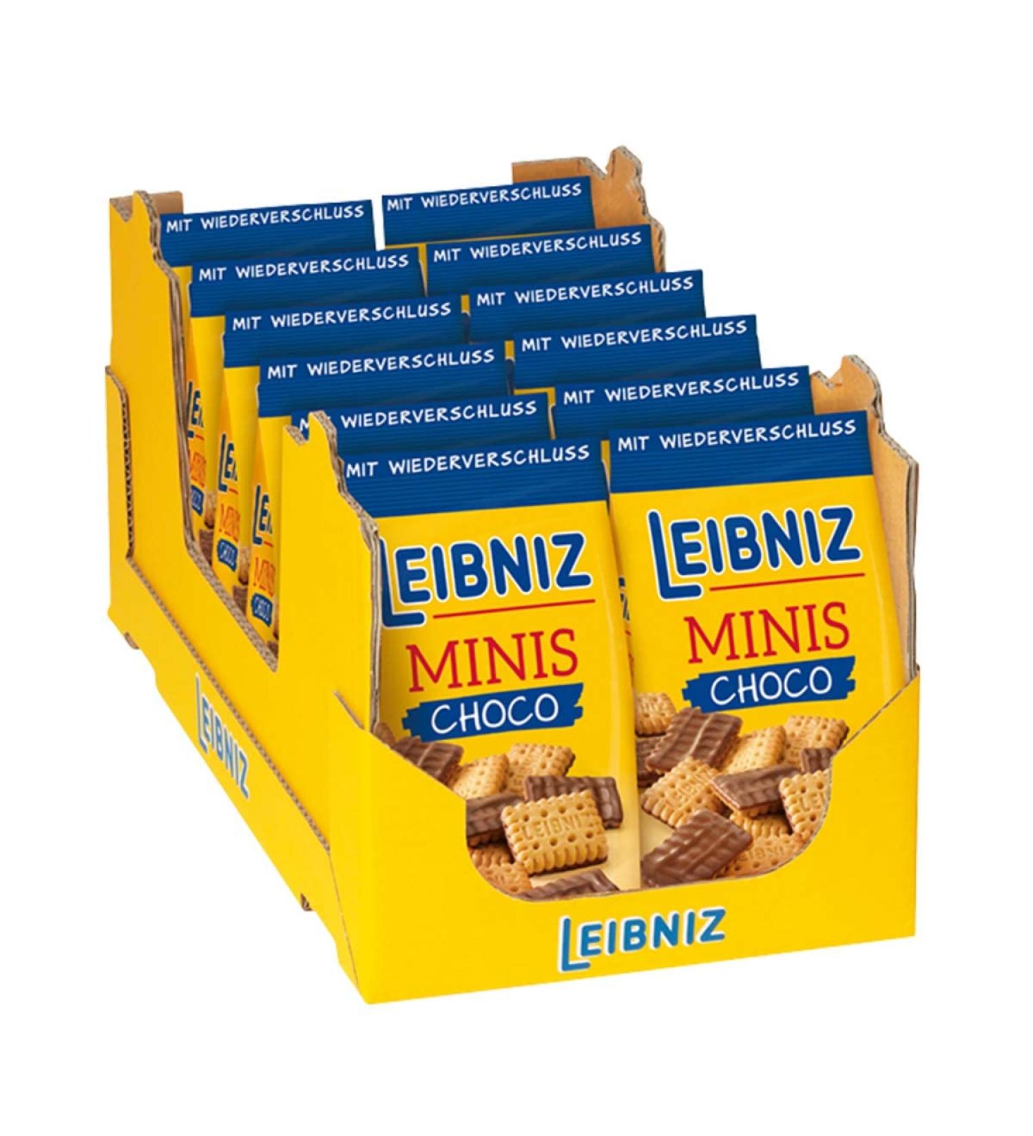 Bahlsen LeIBNIZ Minis Choco Pack of 12 mini butter biscuits with whole milk chocolate (12 x 125 g)