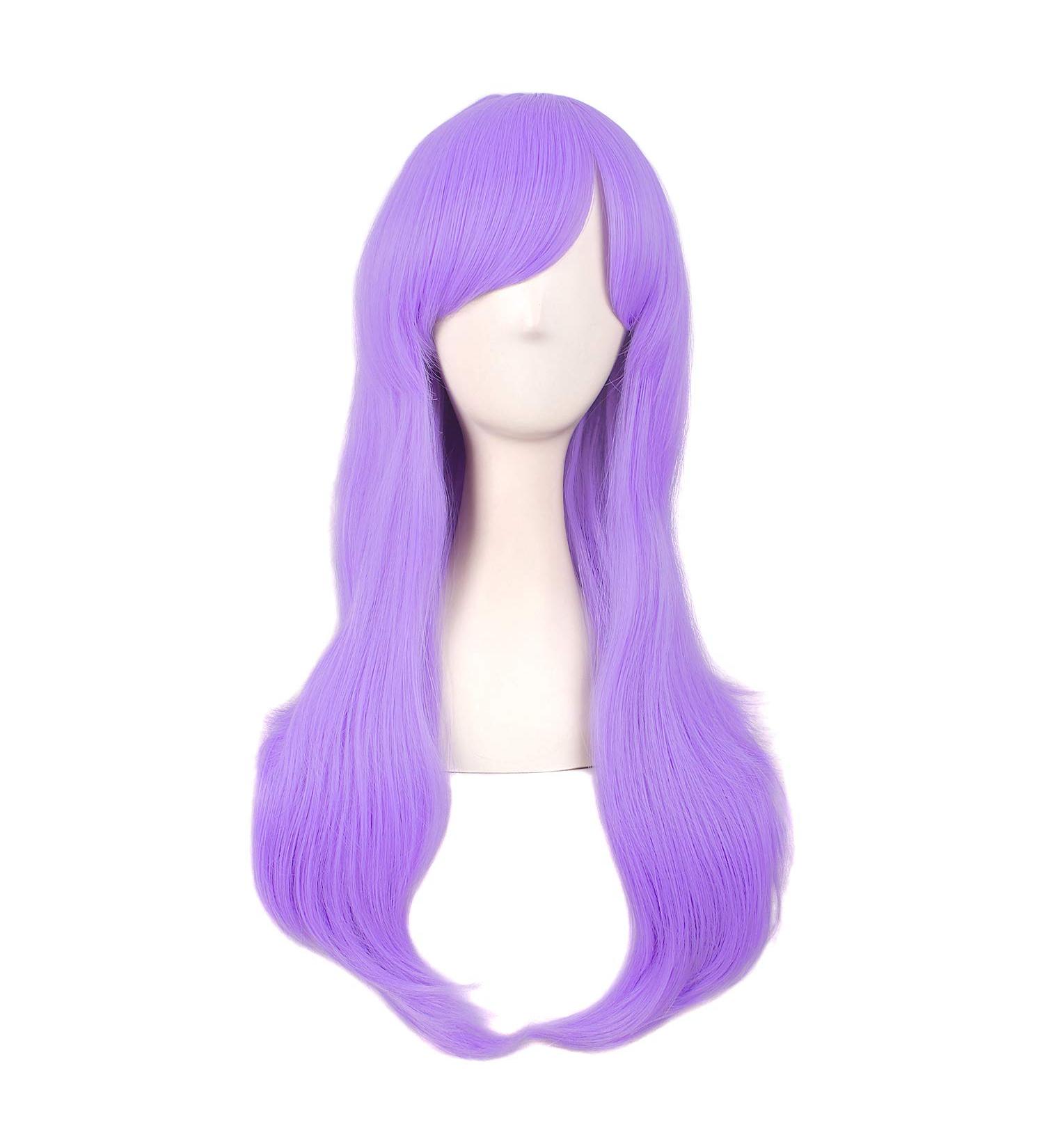 MapofBeauty 28 Inch Light Purple Curly Cosplay Wig with Side Bangs for Women - 70cm - Buy Online on GoSupps.com