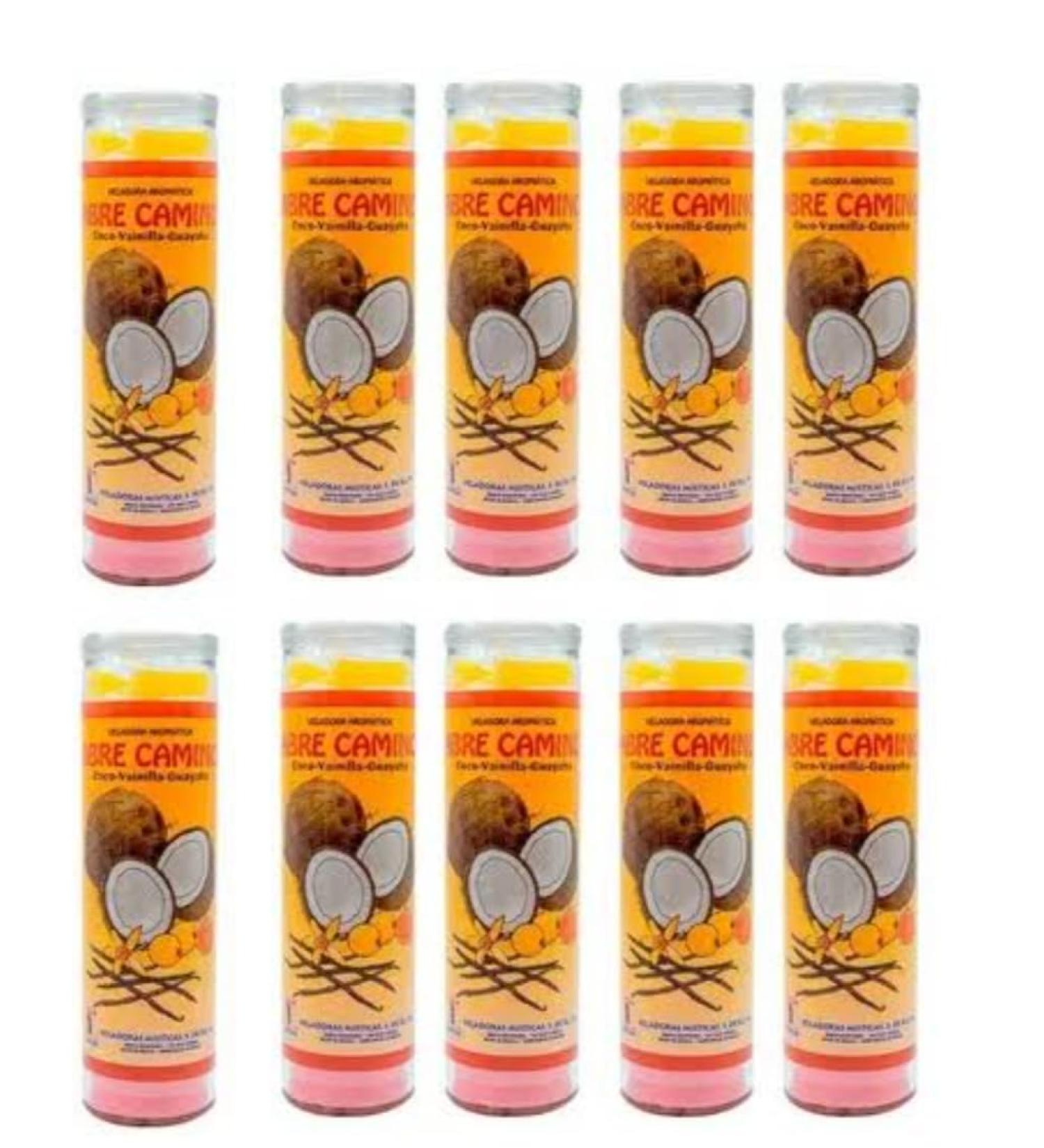 Veladora coco guayaba y vainilla abrecaminos Amarillo