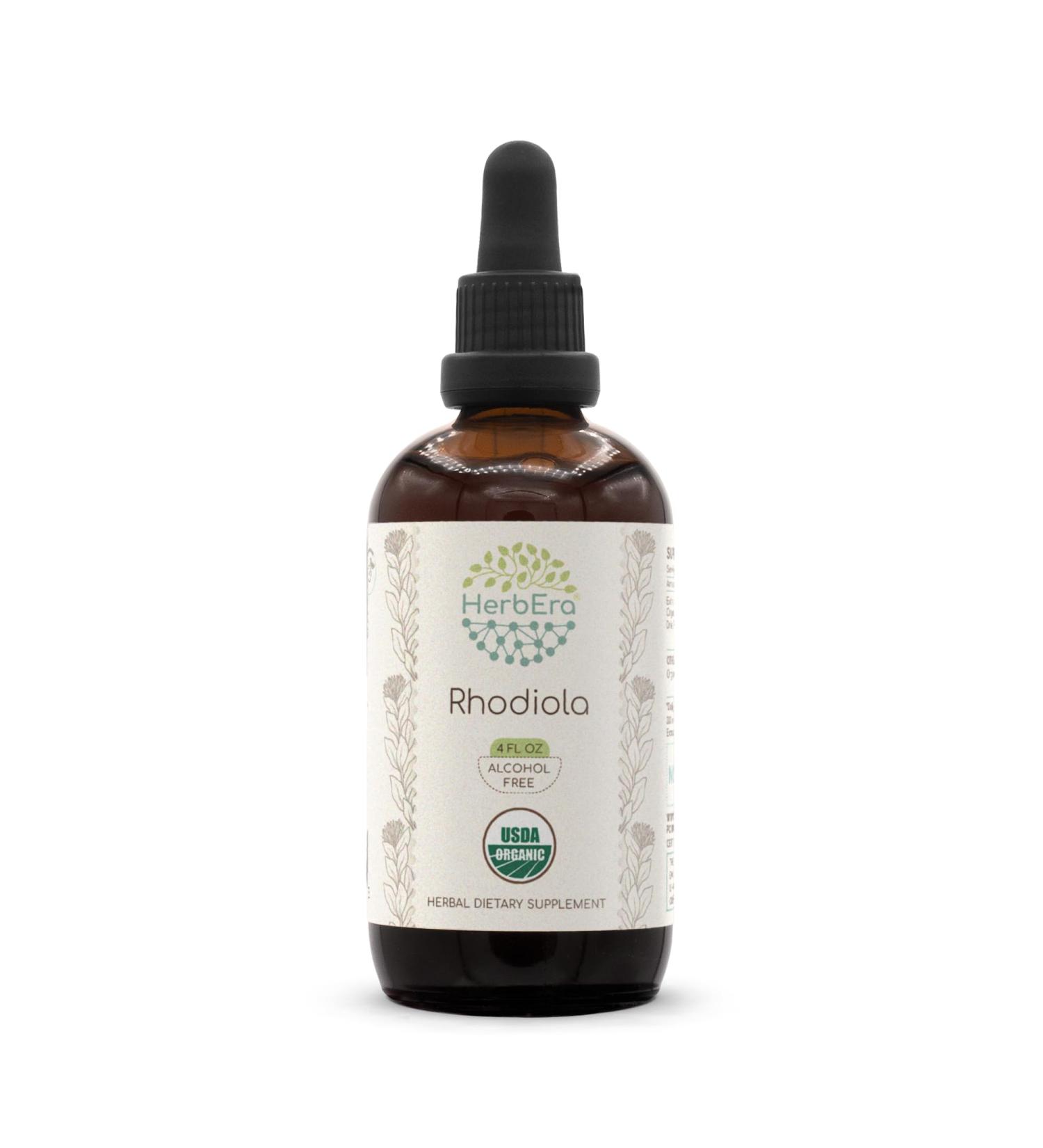 HerbEra Rhodiola B120 USDA Organic Tincture | Alcohol-Free Extract High-Potency Herbal Drops | Certified Organic Rhodiola (Rhodiola Rosea) Dried Root (4 fl oz) 4 Fl Oz (Pack of 1) - Buy Online on GoSupps.com