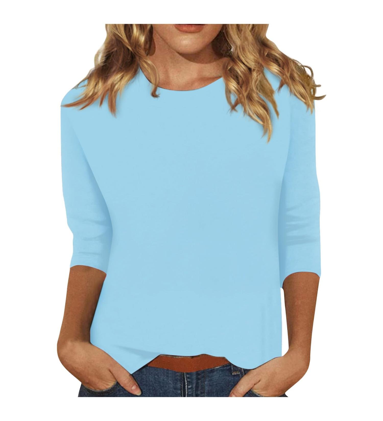 Shop Odjoy Fan Tunic - Elegant Casual Tops for Women | Loose Long Sweaters & Blouses for Office & Everyday Wear - Light Blue S - Buy Online on GoSupps.com