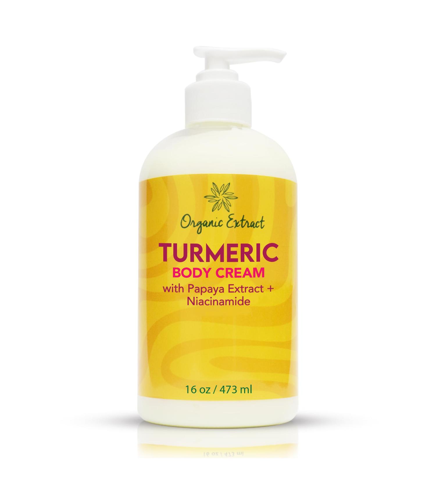 ORGANIC EXTRACT Turmeric Body Lotion - 16 fl oz / 473 ml - Deep Moisturizing Hydrating Body Moisturizer Cream - Helps Relieve Dry Skin with Long-Lasting Moisture - With Turmeric Papaya Extract - Buy Online on GoSupps.com
