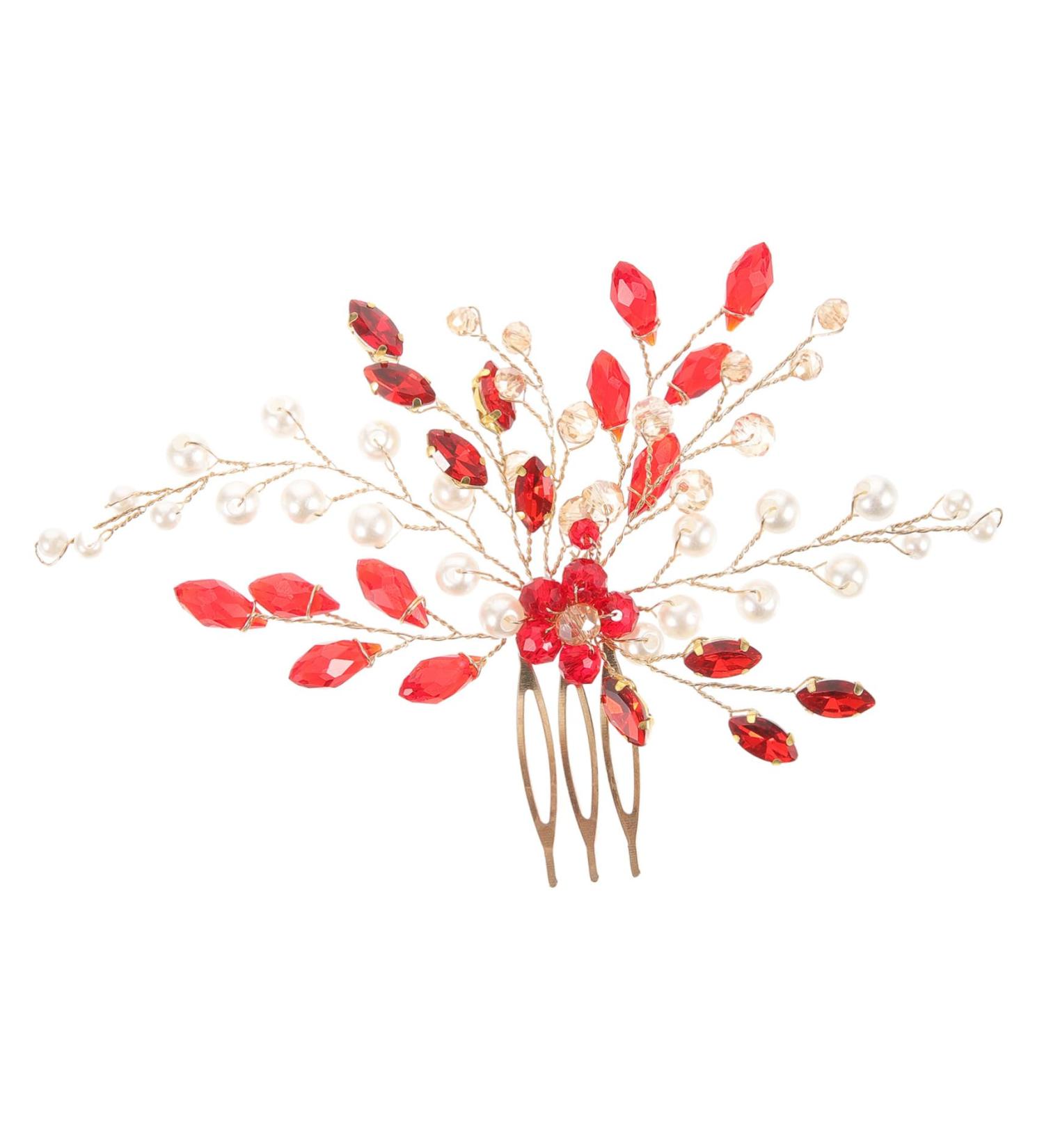 Ipetboom Imitation pearls headgear hair comb girl hair accessories metal hair comb vintage romantic hair side comb rhinestones wedding Hair piece pearl hair side comb - Buy Online on GoSupps.com