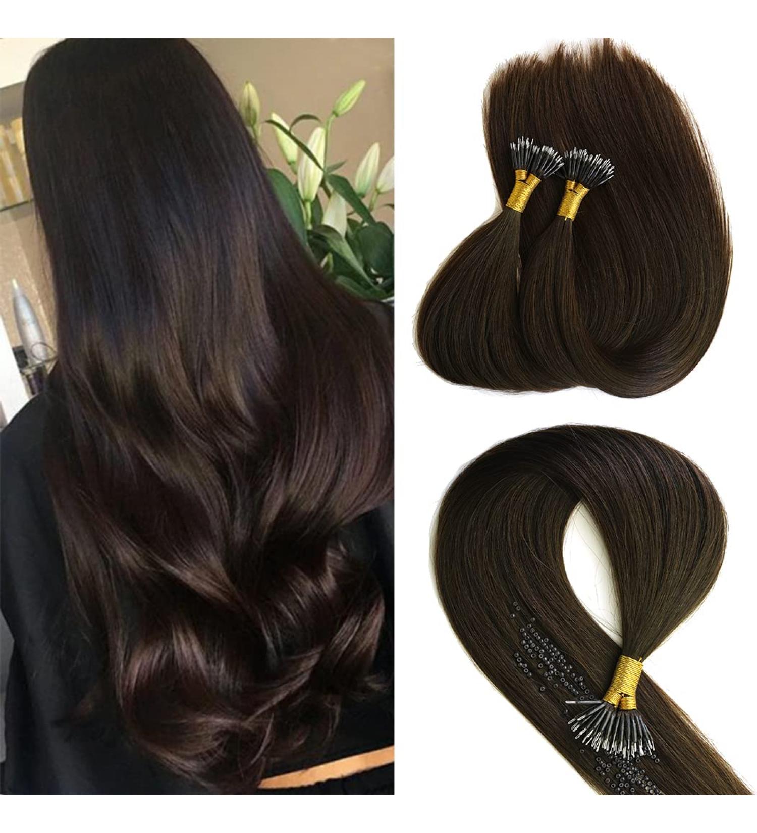 KOCONI 16 Inch Dark Brown Nano Rings Hair Extensions Real Human Hair Extensions Double Drawn Nano Ring Hair Extension Nano Tip Beads Human Hair Extensions 50g 1g/Strand #2 Darkest Brown 16 inch #2 Dark Brown - Buy Online on GoSupps.com