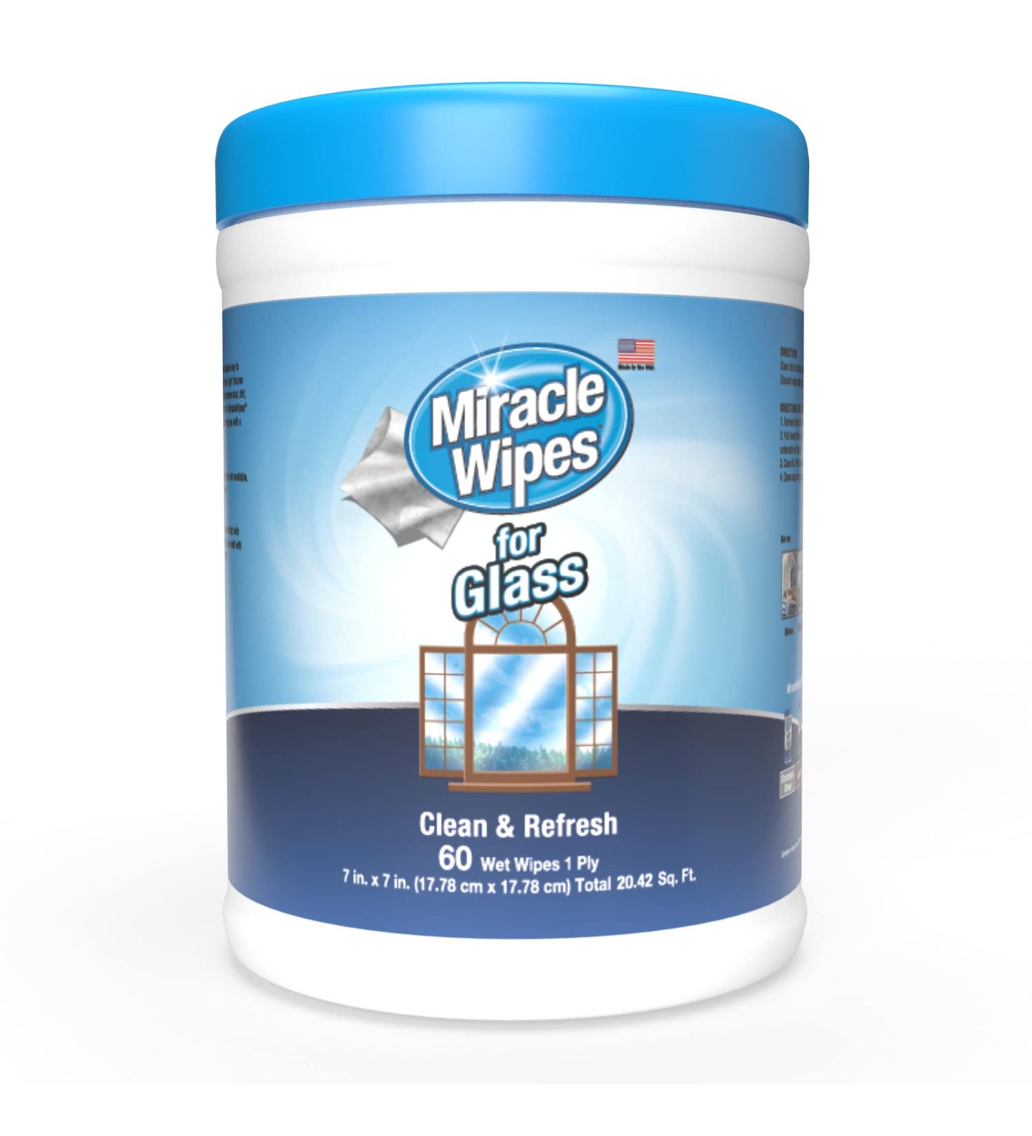MiracleWipes for Glass - Disposable Streak-Free Cleaning Wipes - 60 Count Pack - Ideal for Mirrors, Windows, Kitchen, Home, and Auto - Buy Online on GoSupps.com