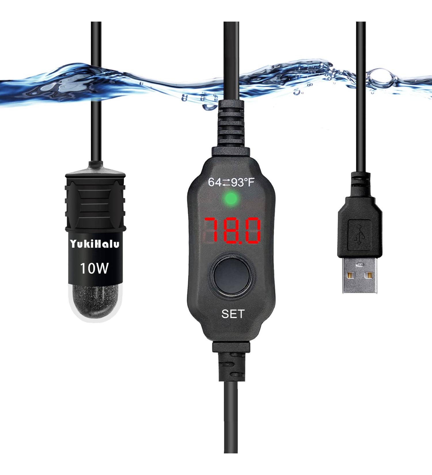 YukiHalu 10W/20W/30W Mini Aquarium Heater with Thermometer & Controller - LED Display, Ideal for 0.5-3 Gallon Tanks (USB Powered) - Buy Online on GoSupps.com