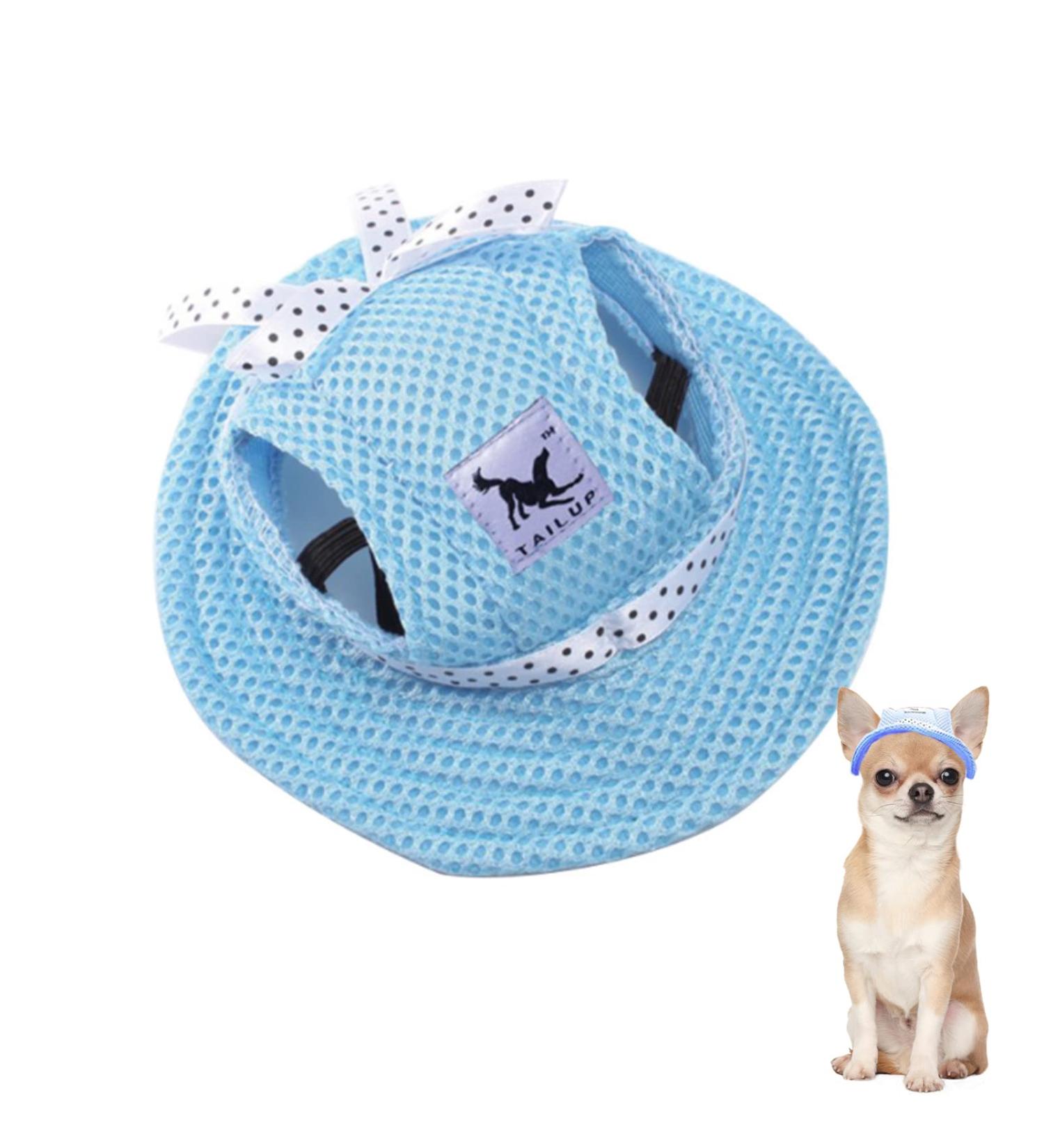 Adjustable Dog Sonnen Hat | Baseball Cap with Ear Holes | Summer Sun Protection for Small Dogs Puppies & Cats - S Blue - Buy Online on GoSupps.com