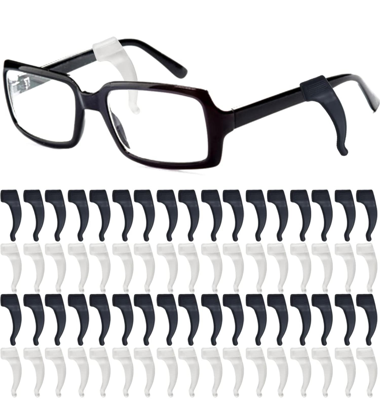 NSBELL 20 Pairs Anti-Slip Glasses Ear Hooks for Kids & Adults | Sports Glasses Holders | Silicone Ears for Sunglasses & Reading Glasses | Black & Transparent - Buy Online on GoSupps.com