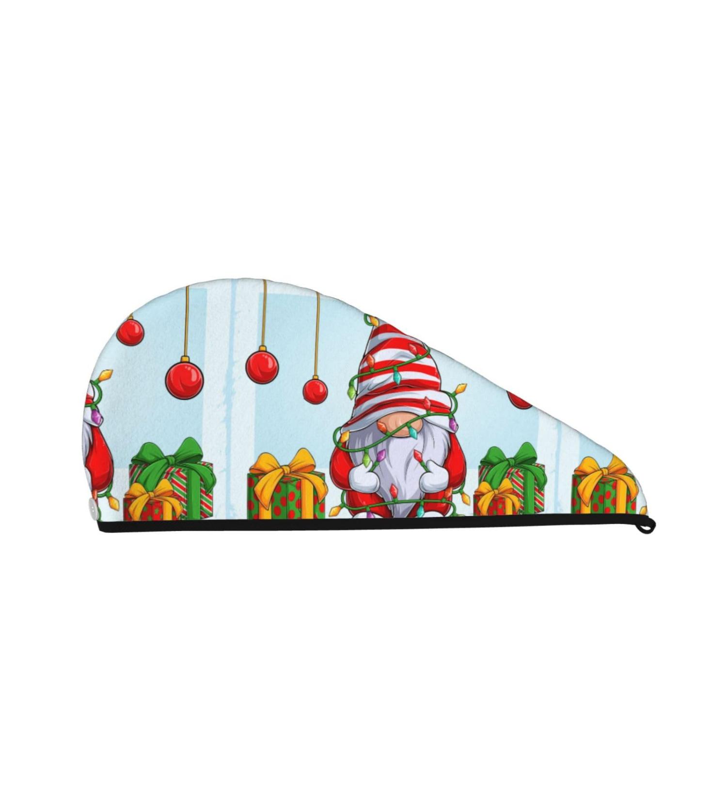 Hair Towel Wrap - Quick Dry Towel Turban for Hair | Funny Christmas Gnome Design - Buy Online on GoSupps.com