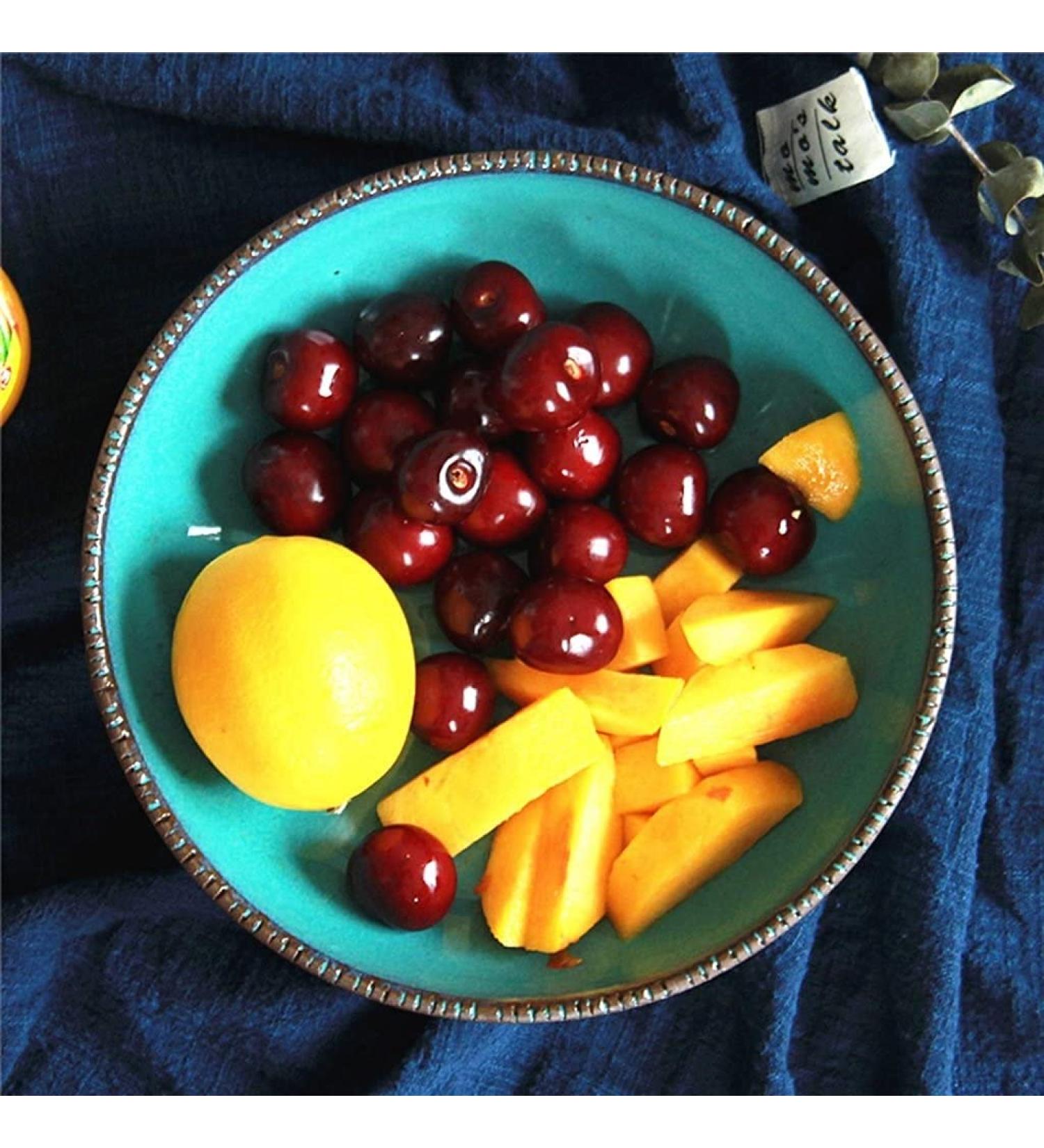 Original Household Ceramic Soup Bowl Bowl Creative Fruit Bowl Salad Bowl Restaurant Shallow Bowl Bowl Mixing Bowl Green Kitchenware Plate - Buy Online on GoSupps.com