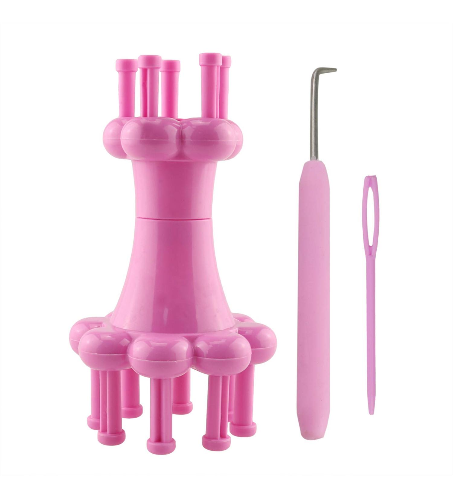 HJ Garden Double-Head Knitting Tool Set - DIY Knit Spool Loom Kit with Yarn Rope Hook - Pink - Buy Online on GoSupps.com