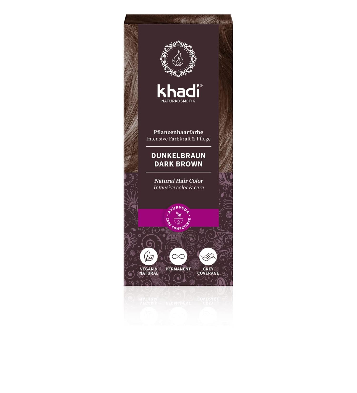 Khadi Plant Hair Color - 100% Natural & Vegan Dark Brown to Black - 100g Pack | Deep Shiny Hair Color Cosmetic - Buy Online on GoSupps.com