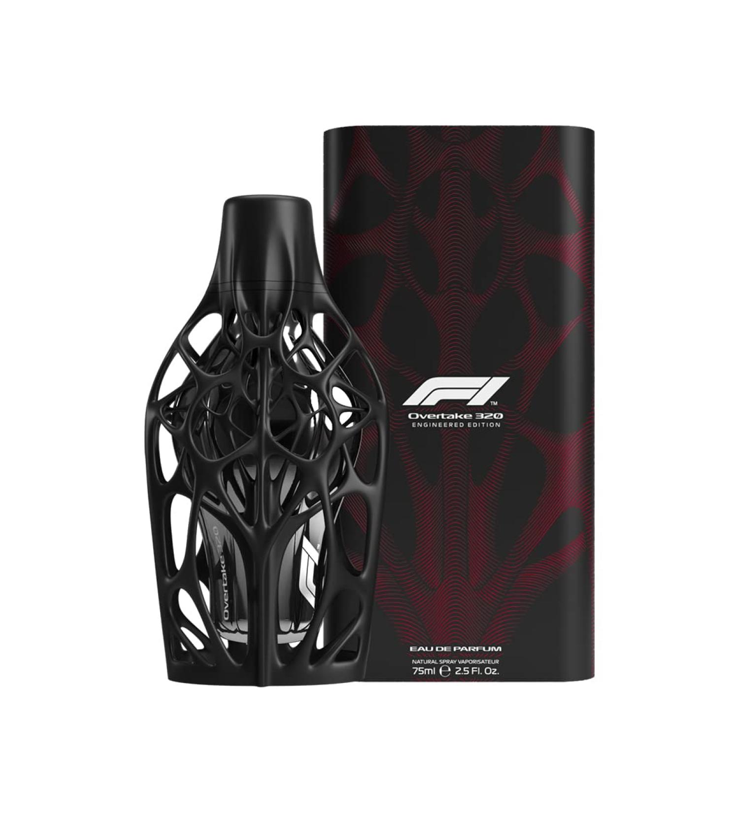 Formula 1 OVERTAKE 320 Engineered Collection Perfume for Men A Spicy Amber EDP Mens Cologne Unique Bottle Design with 3D Exoskeleton Racing Gift 2.5 Fl Oz