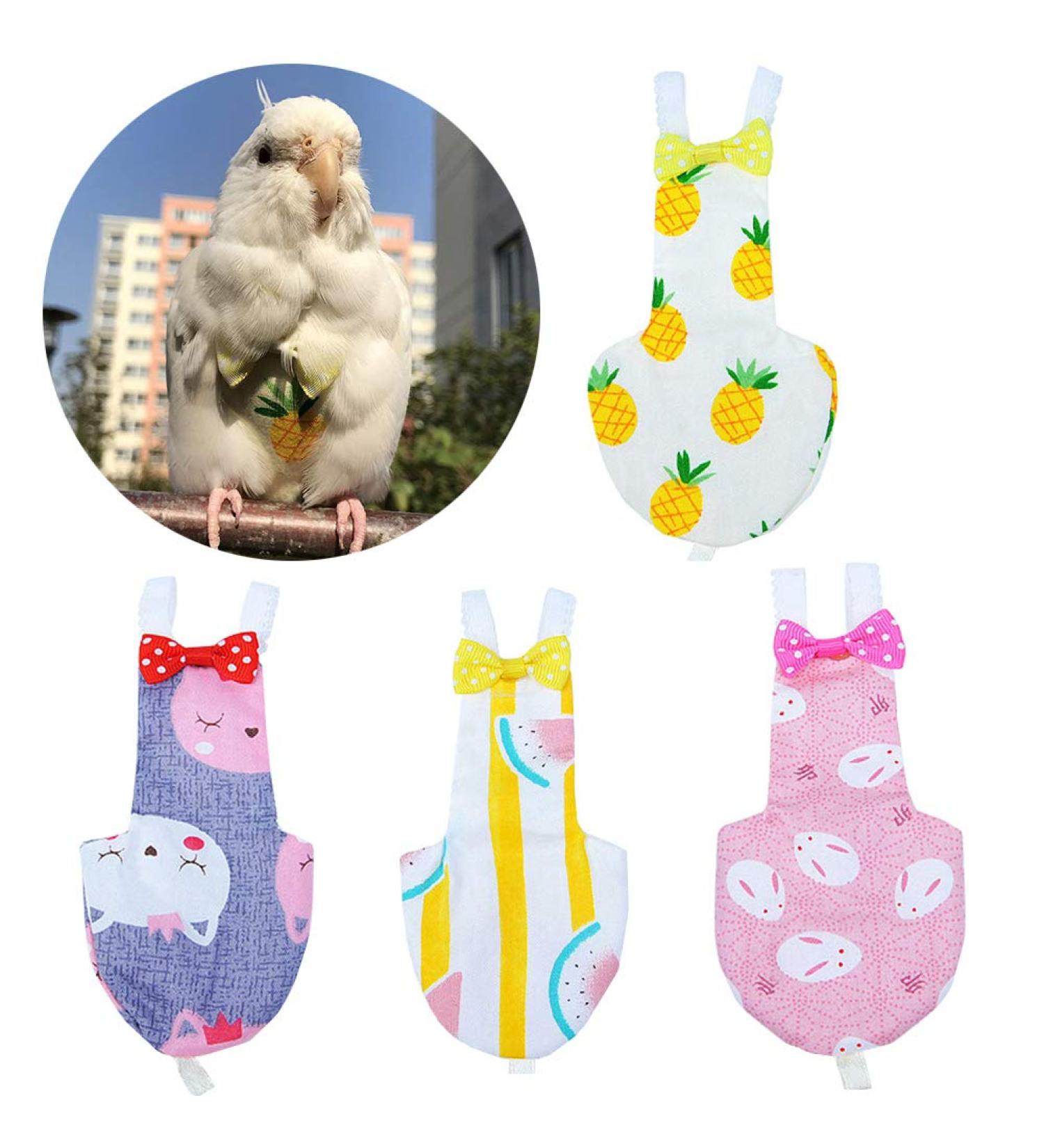 QBLEEV 4 Pack Bird Diaper Flight Suits with Leash Hole | Washable & Reusable Nappies for Pet Parrots | Bowtie Decor | Breathable Pee Pads - Large Size - Buy Online on GoSupps.com
