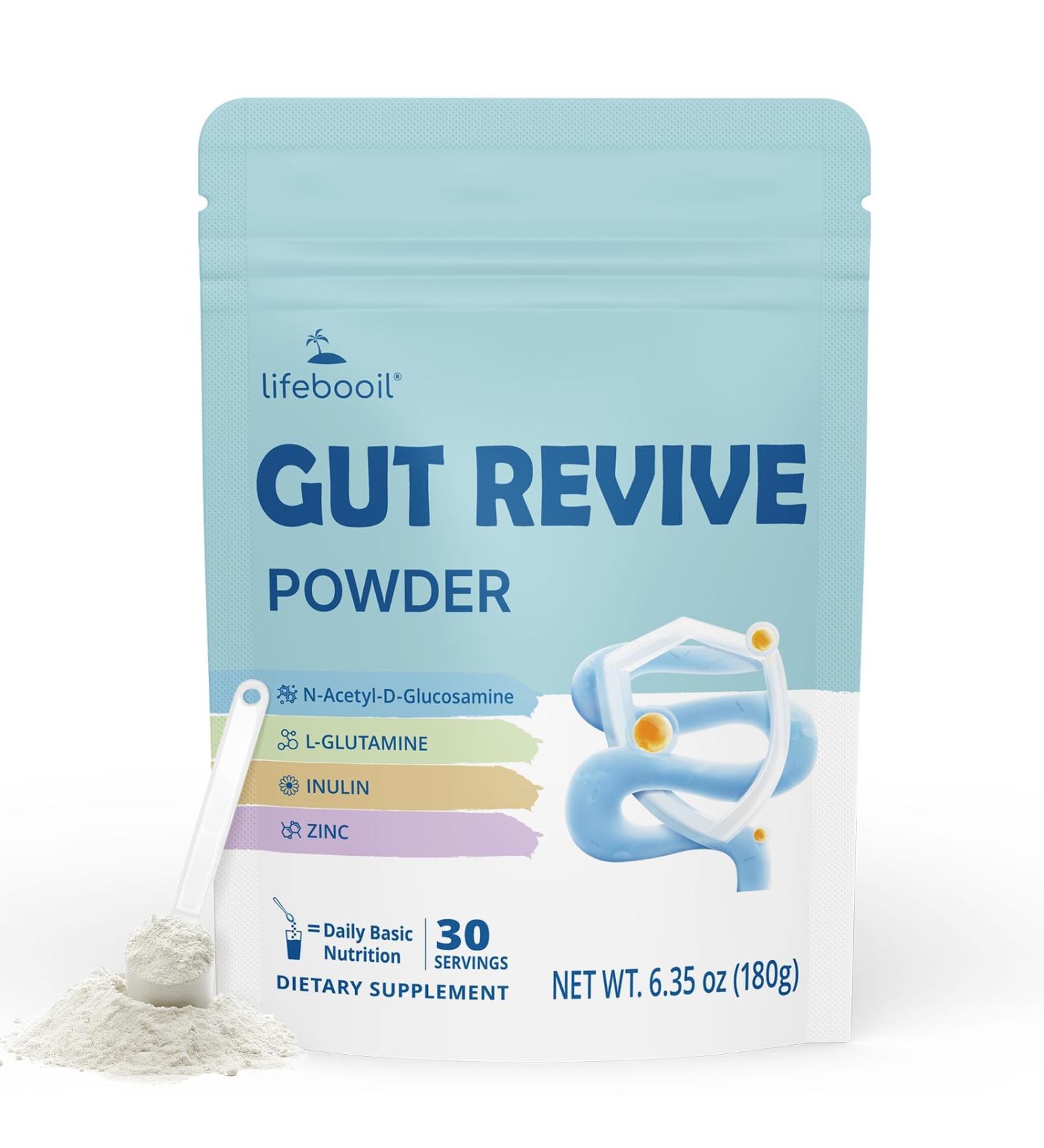 Lifebooil Leaky Gut Powder with L-Glutamine, Prebiotic, Licorice, Slippery Elm Bark for Gut Health & Digestive Health, Super Gut Powder Unflavoured - (30 Servings, 6.30 Oz) - Buy Online on GoSupps.com
