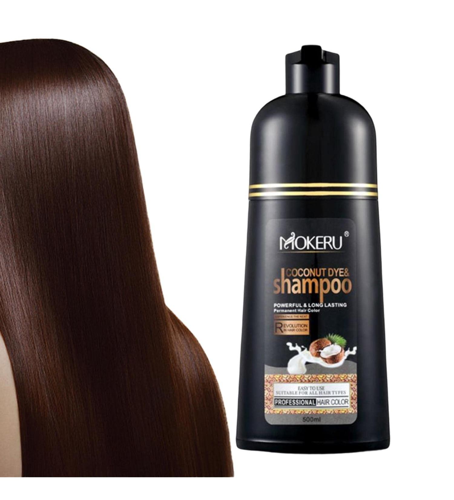 Povanjer Black hair color shampoo 500 ml plantbased black hair color shampoo for men and women fastacting hair color in minutes longlasting nonfading dark brown color - Buy Online on GoSupps.com