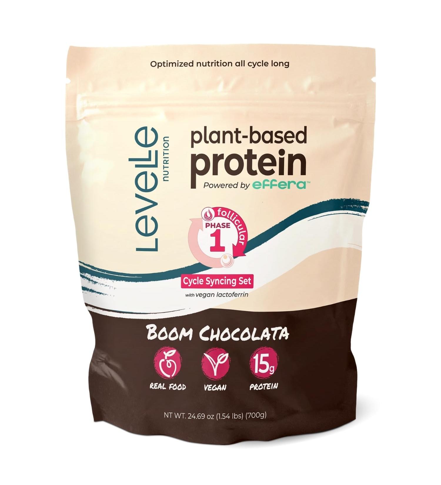 Boom Chocolata Plant-Based Protein Powder - Phase 1: Follicular | Pea & Pumpkin Protein | Iron, Fiber & Vegan Lactoferrin | No Artificial Sweeteners Phase 1: Follicular 1.54 Pound (Pack of 1) - Buy Online on GoSupps.com