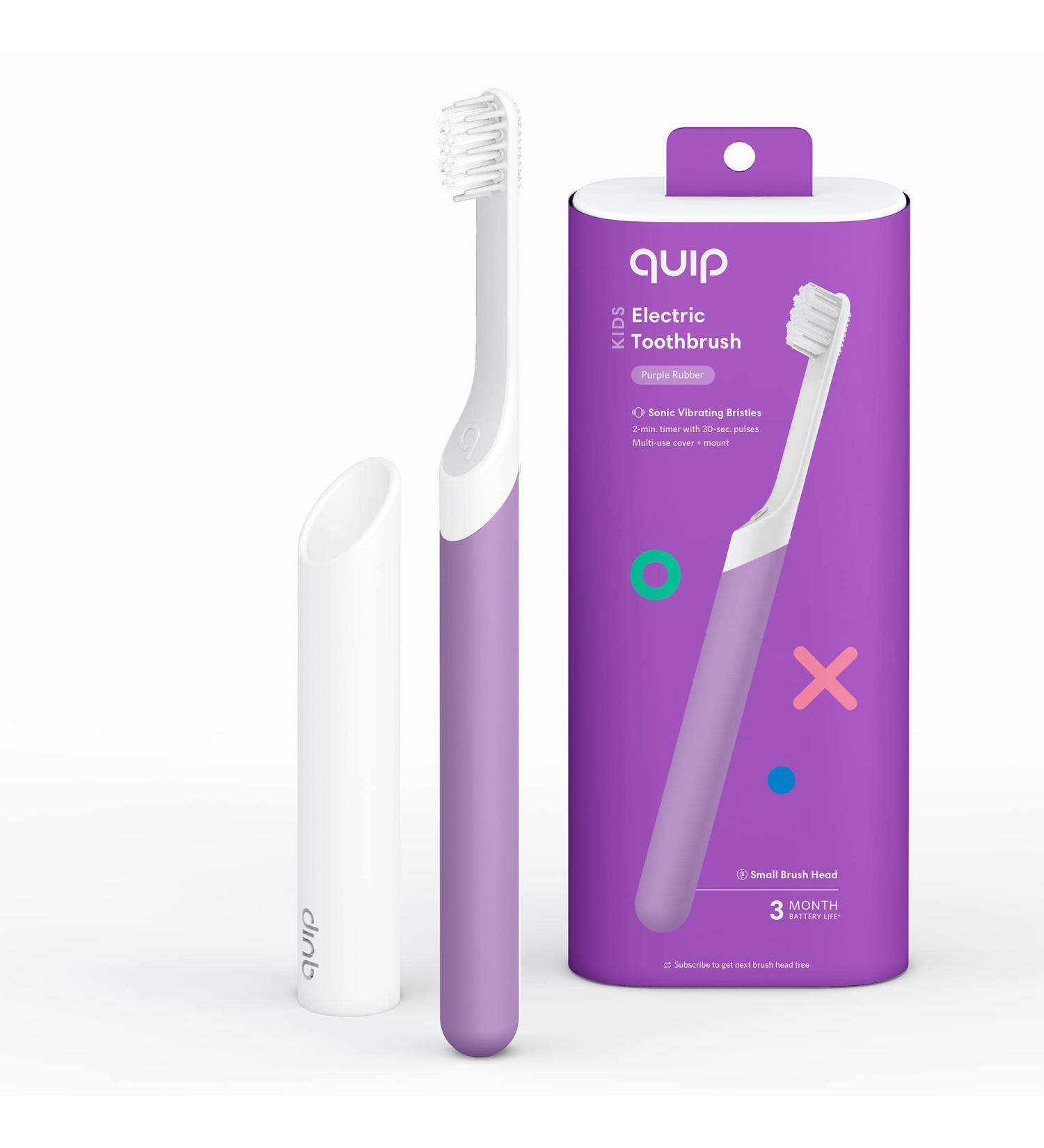 Quip Kids Electric Toothbrush - Sonic with Small Brush Head, Travel Cover & Mirror Mount - Purple - Buy Online on GoSupps.com