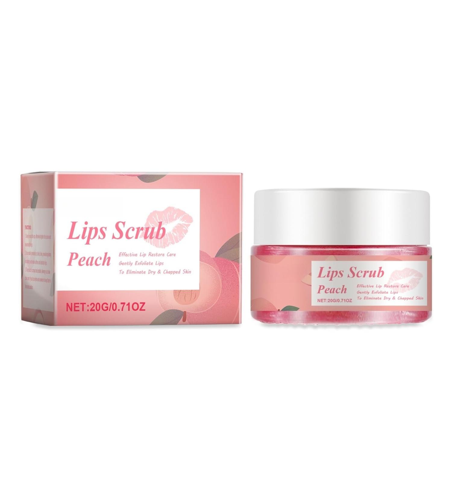 Peach Lip Scrub Exfoliating Balm Moisturizing Lip Care with Peach & Jojoba Oil Gentle Hydration for Dry Chapped Lips Soft Smooth Lip Exfoliator 20g - Buy Online on GoSupps.com