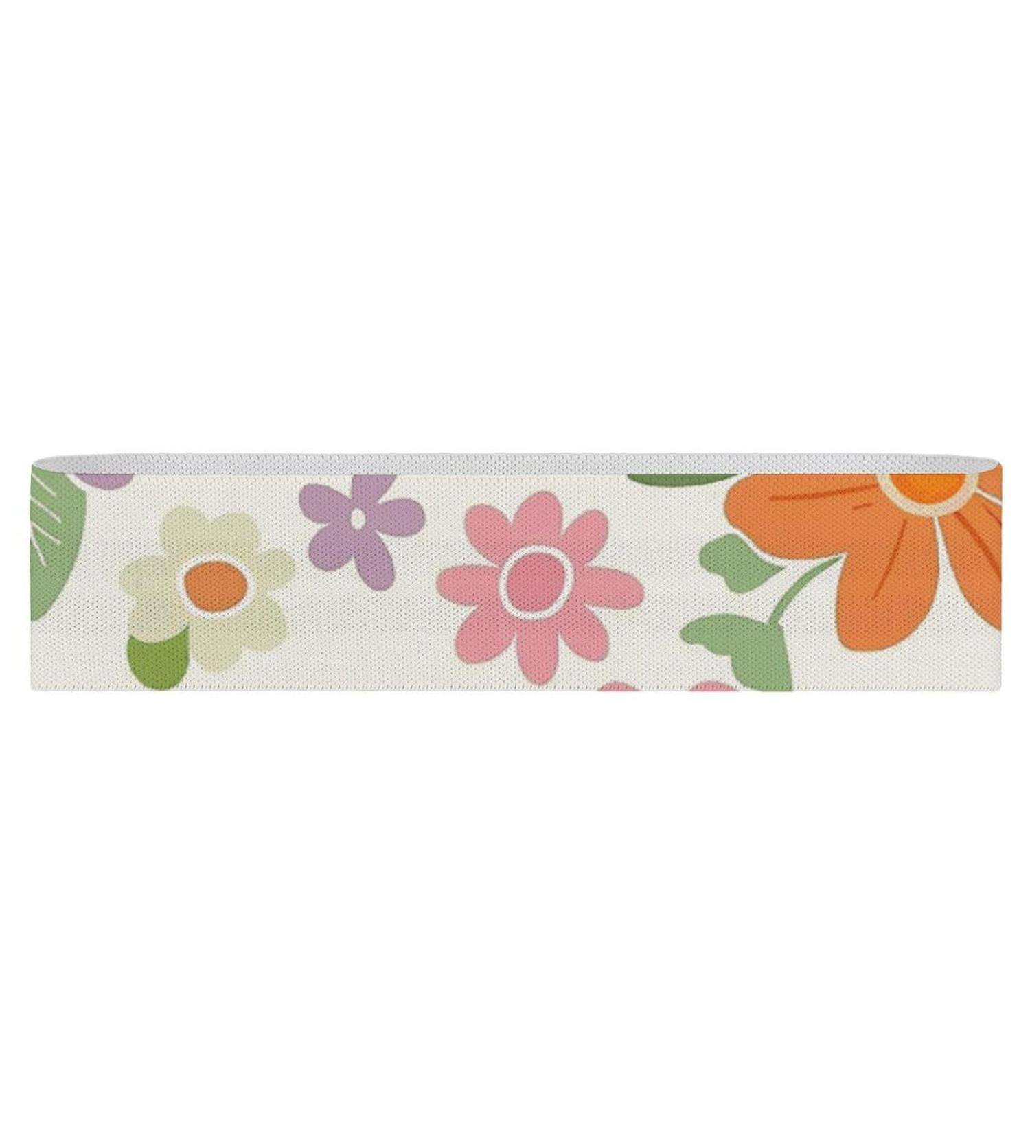 Pastel Tone Flower Printed Resistance Bands | Elastic Leg Bands for Effective Workouts | Durable Fabric Fitness Bands - Buy Online on GoSupps.com