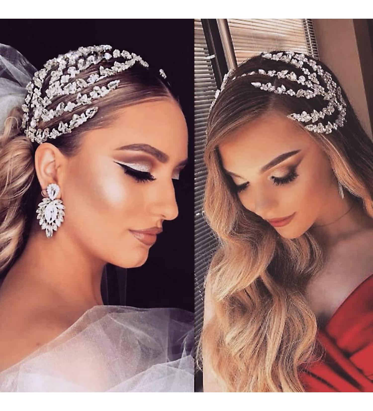 ULAPAN Rhinestone Wedding Headband Bridal Headpiece Handmade Silver Accessories for Bride and Bridesmaid - Buy Online on GoSupps.com