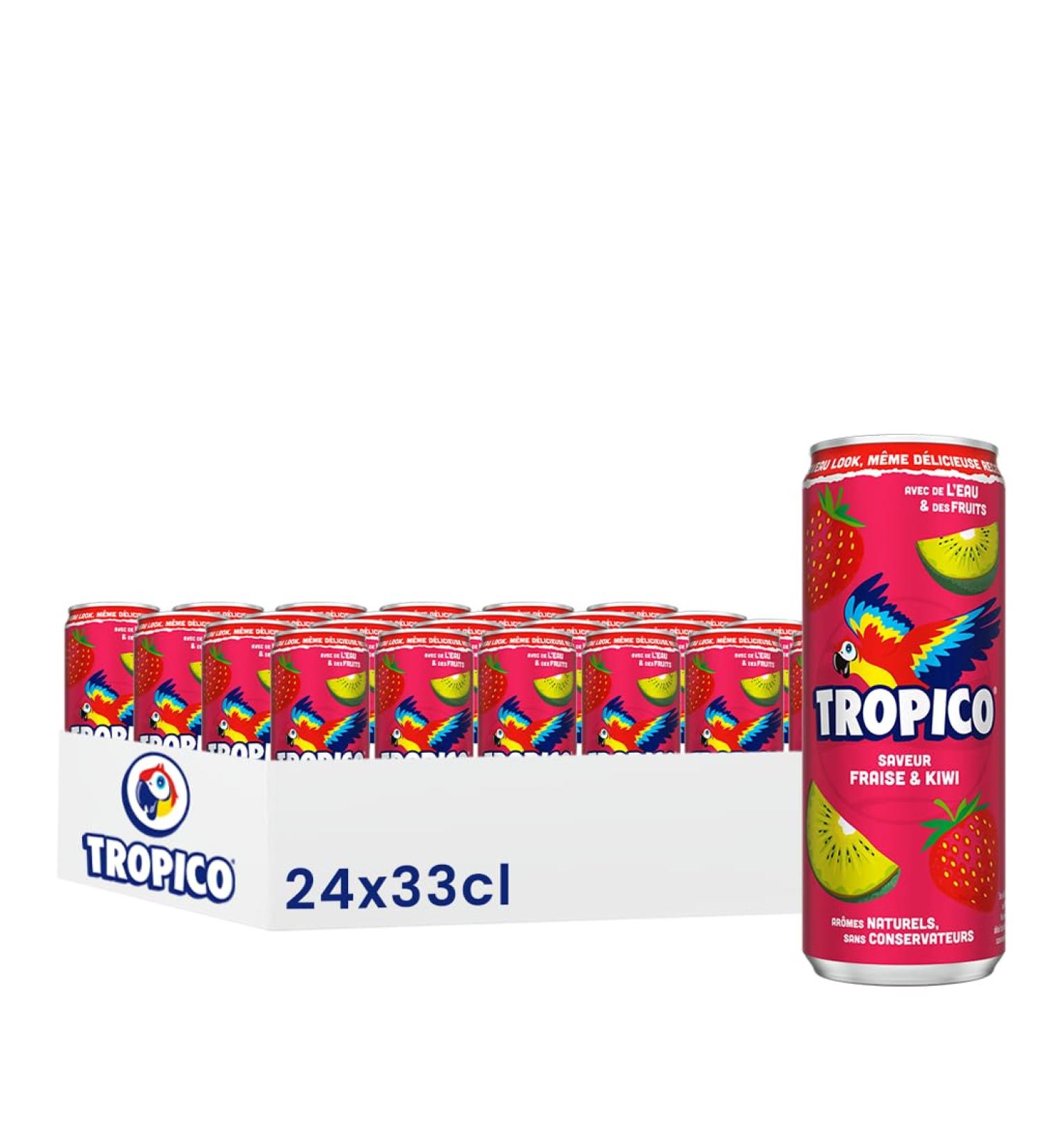 Tropico Boisson aux Fruits Saveur Fraise et Kiwi Canette 33cl Pack de 24 - Buy Online on GoSupps.com