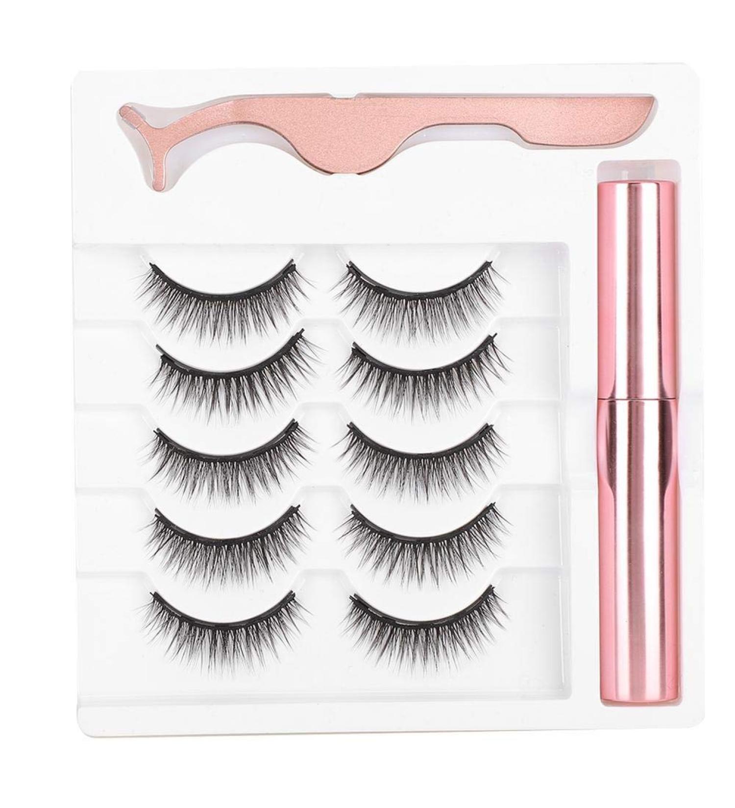 Magnetic False Eyelashes with Liquid Eyeliner and Tweezers Set - Reusable Eyelash Extension Kit (#035) - Buy Online on GoSupps.com