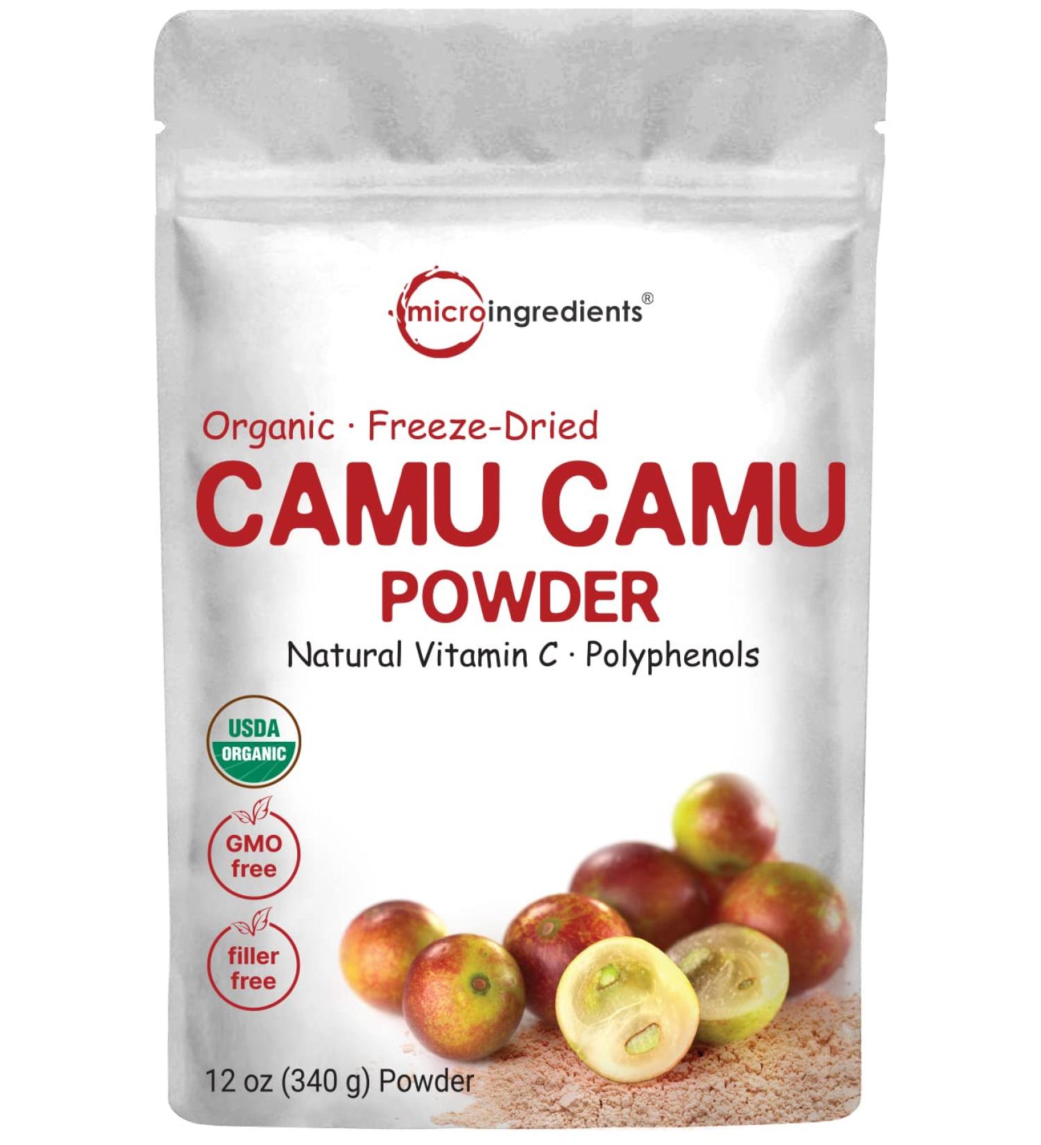 Micro Ingredients Organic Camu Camu Powder 12 oz - High Vitamin C - Energy & Immune Support - GMO-Free Vegan - 12 Ounce Pack - Buy Online on GoSupps.com