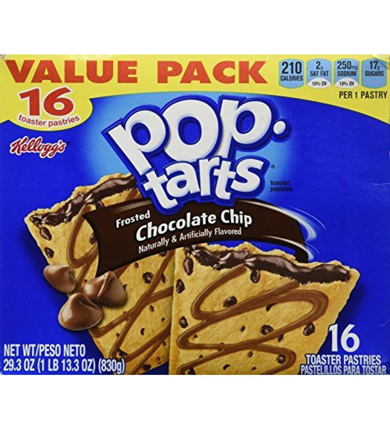 Kelloggs - Pop Tarts Frosted Chocolate Chip Value Pack 16 Pastries by Pop-Tarts
