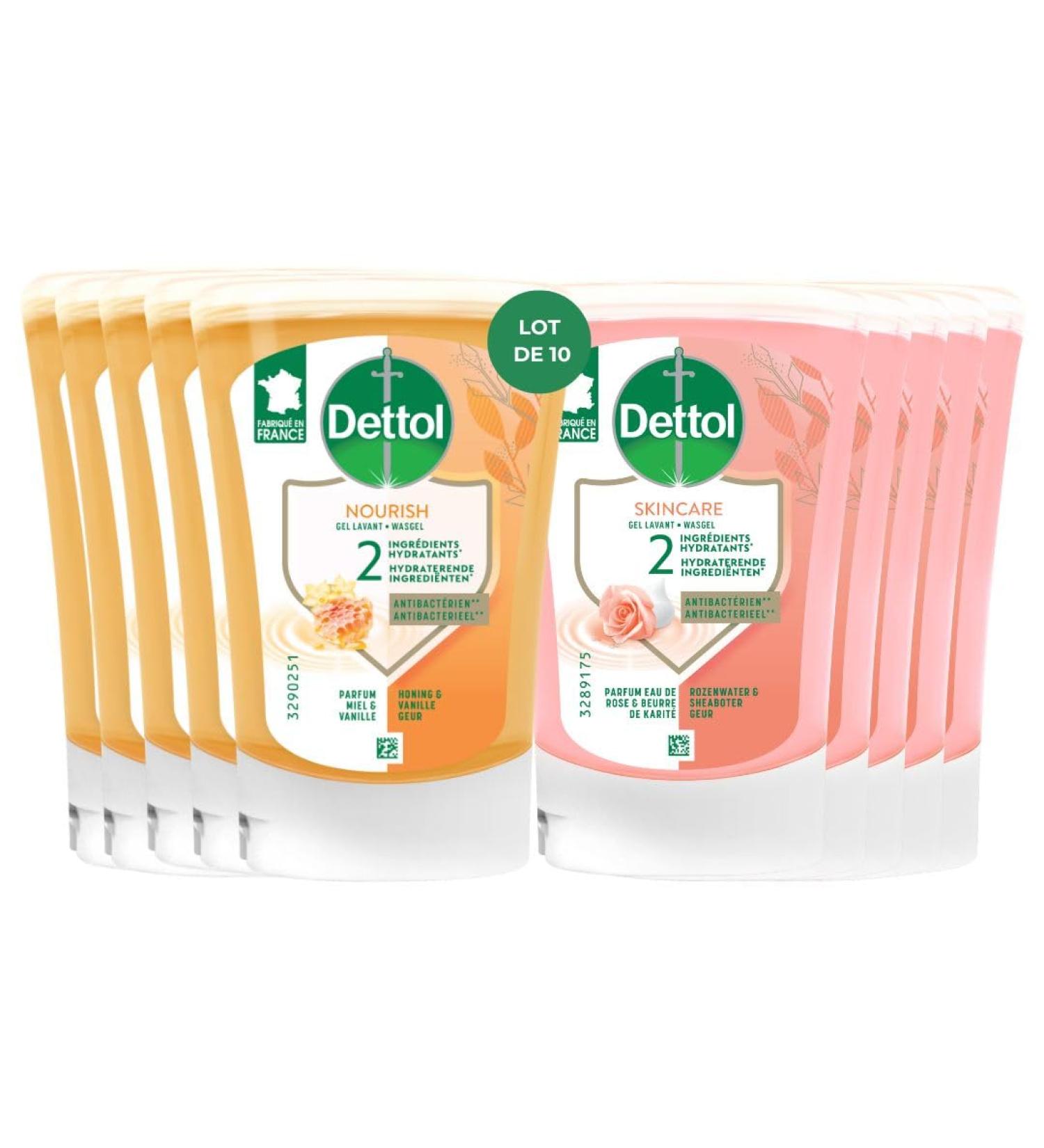 DETTOL - Lot de 5 Recharges No touch Miel & Vanille et de 5 Recharges No Touch Eau de Rose & Beurre de Karit - 10 recharges Miel & Vanille + Eau de Rose & Beurre de Karit  - Buy Online on GoSupps.com