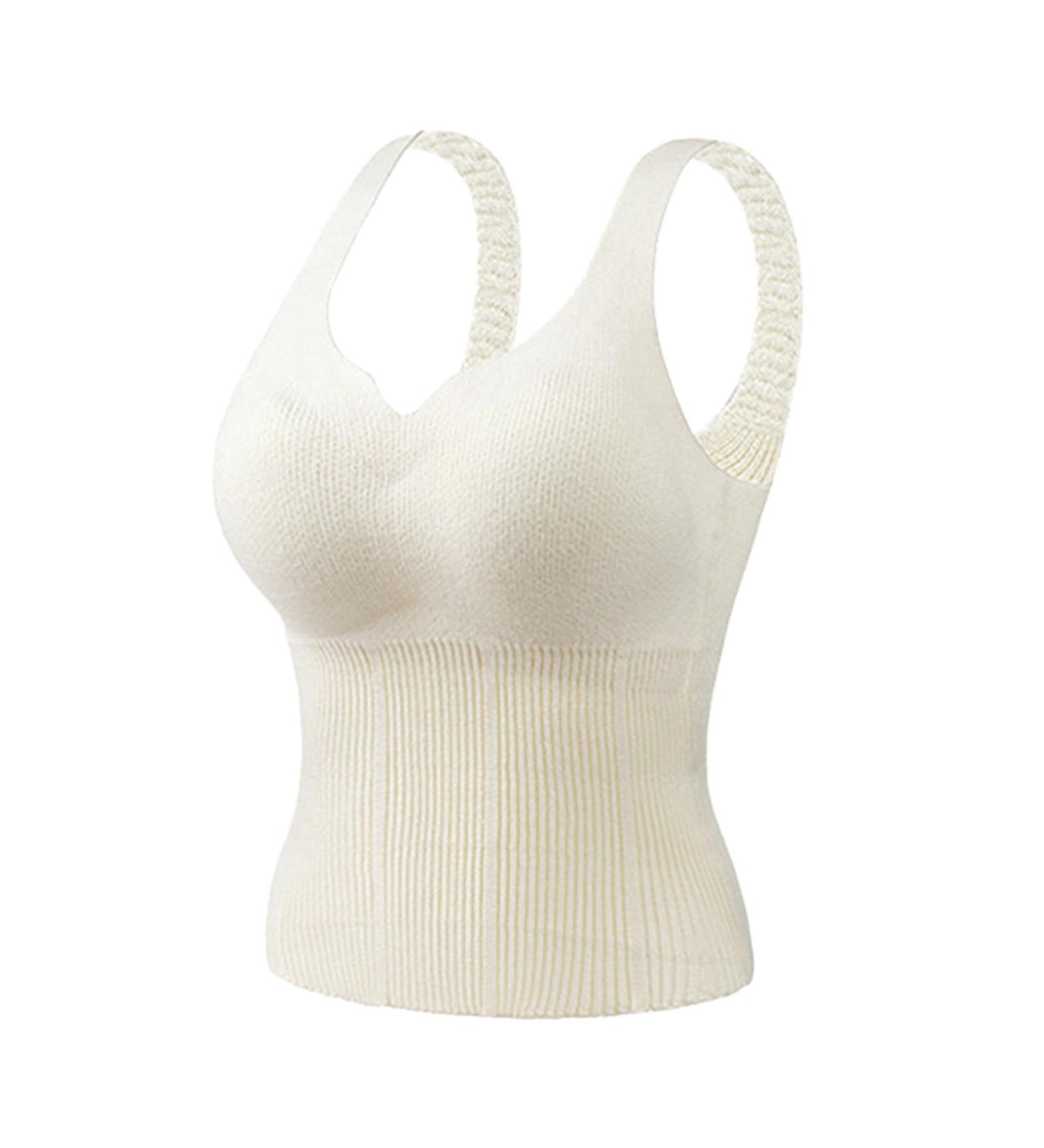 BH Women s Autumn Winter V-Neck Thermovest | Non-Coloring Knitted Wool Top with Breast Pads | Comfortable Underwear for Women - White - Buy Online on GoSupps.com