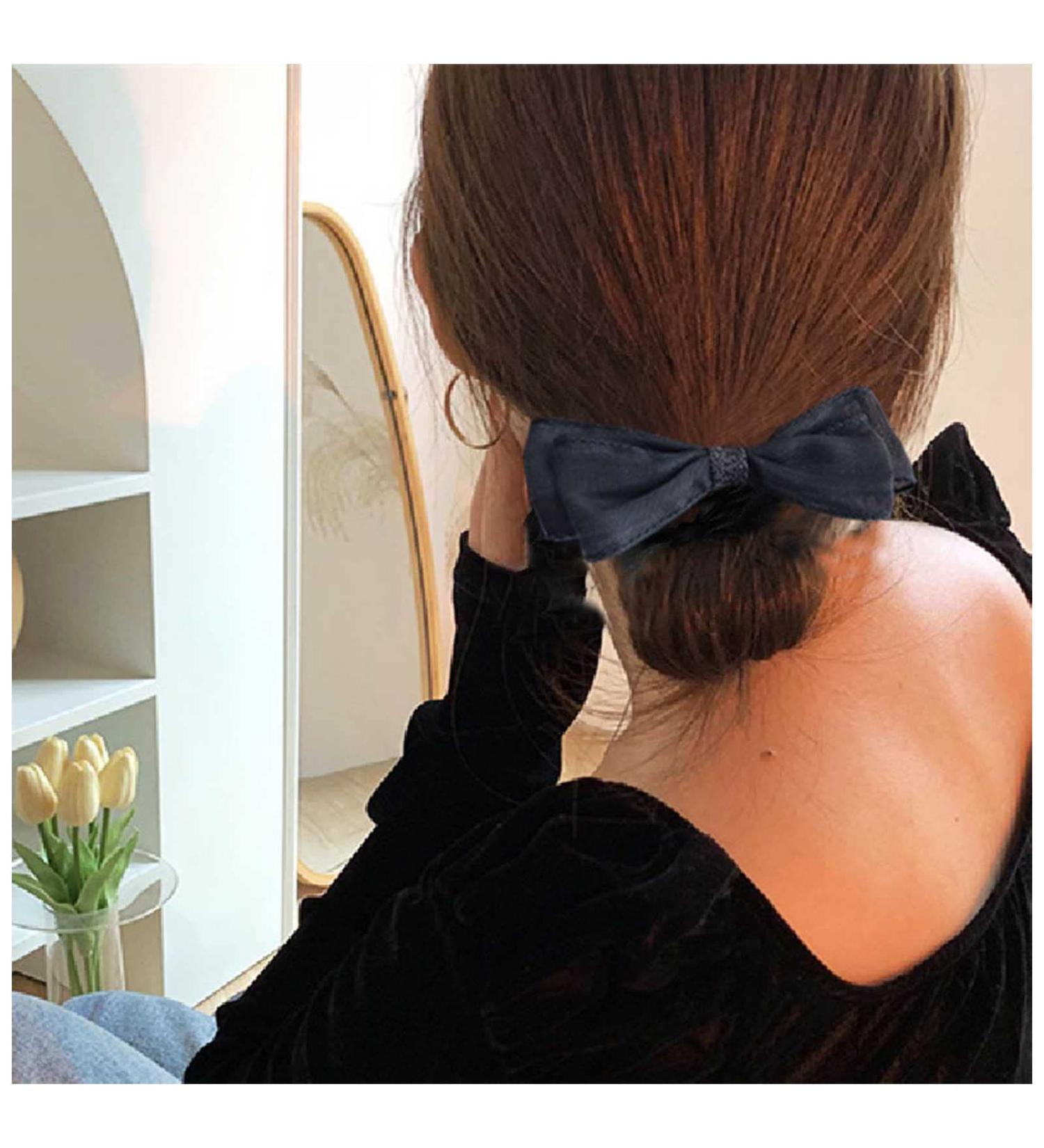 Wendalern Vintage Tulle Bow Hair Clip Bow Ponytail Holder Clip French Hair Bows Clips Black Tulle Hair Clips Headwear Hair Accessories for Women and Girls Gifts - Buy Online on GoSupps.com